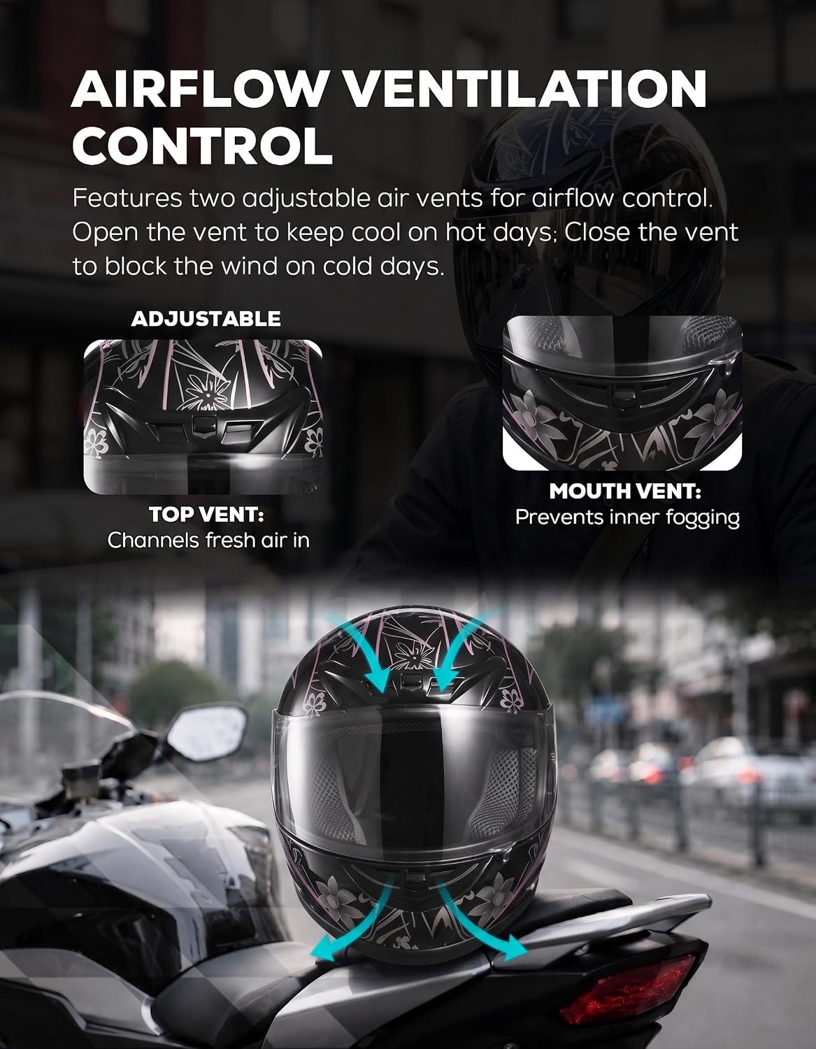 Full Face Motorcycle Helmet Adult ATV Helmet DOT Approved | Ultra-Lightweight, with Anti-Fog Visor, Breathable Liner, For Street Bike