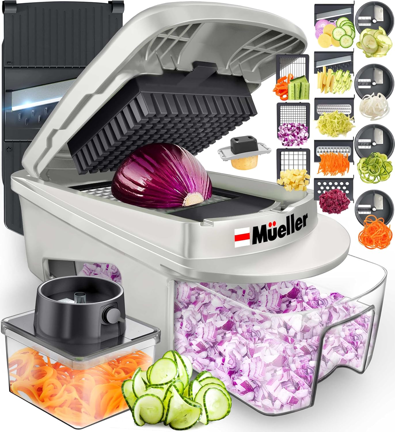 Mueller The Real Original Pro Vegetable Chopper & Mandoline Slicer, 10-in-1