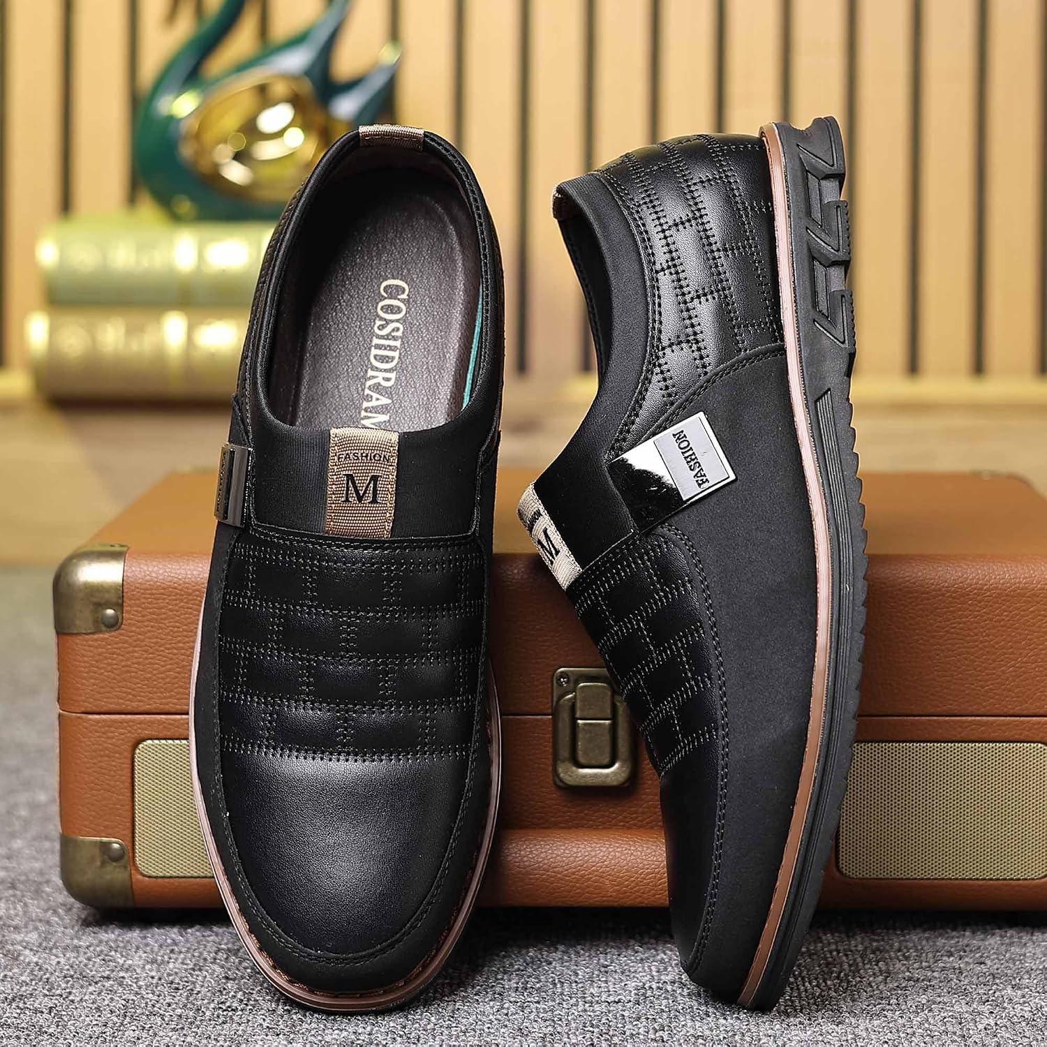 COSIDRAM Mens Casual Shoes Dress Sneakers Loafers Comfort Walking Shoes | Lightweight slip-on for hassle-free wear. Cloud-like comfort, sock-friendly fit for daily & semi-formal occasions.