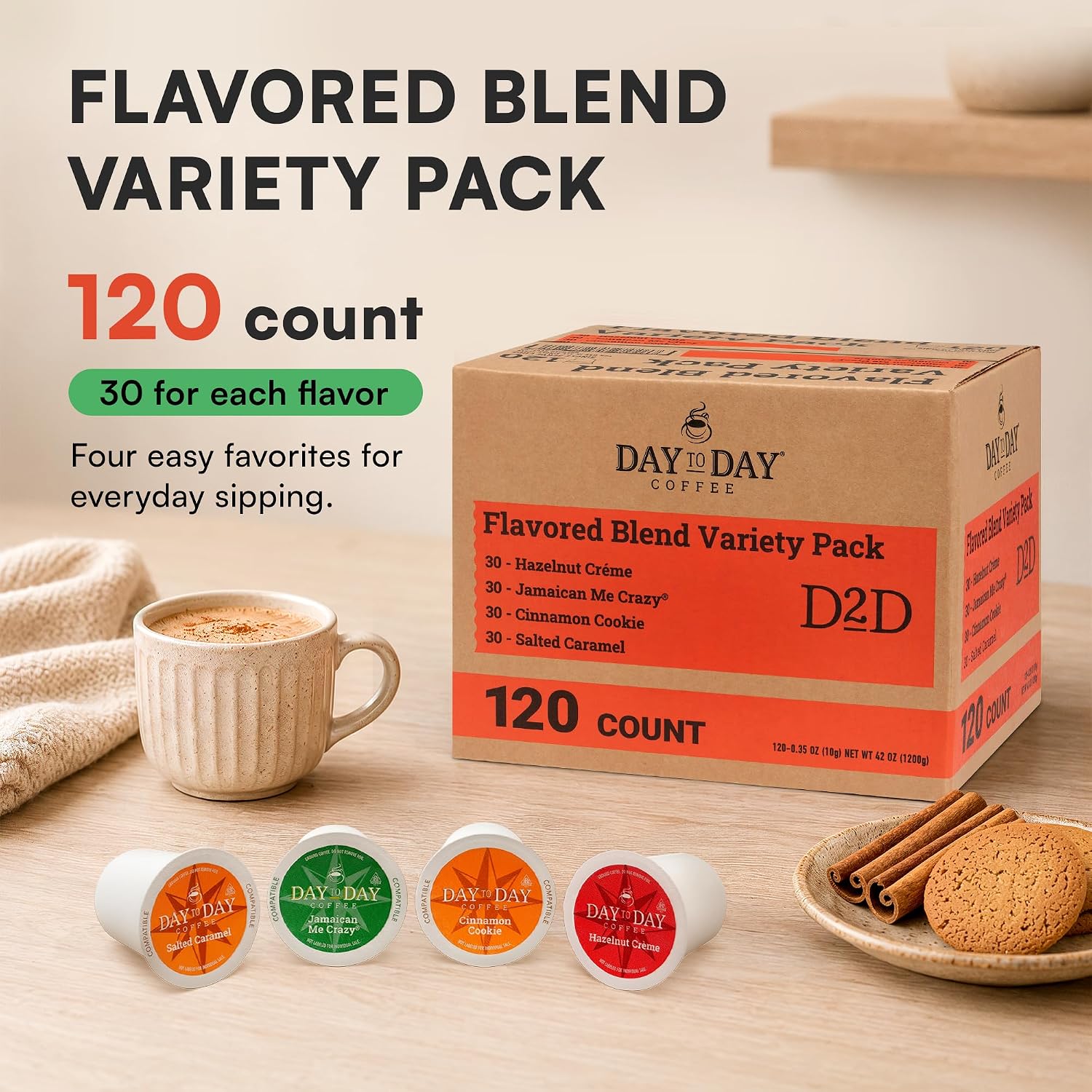 Day To Day Coffee Pods, Breakfast Blend Medium Roast, 120 Count K-Cup | Compatible with Keurig K-Cup brewers. Bulk single serve pods for everyday morning coffee at home, office or breakroom