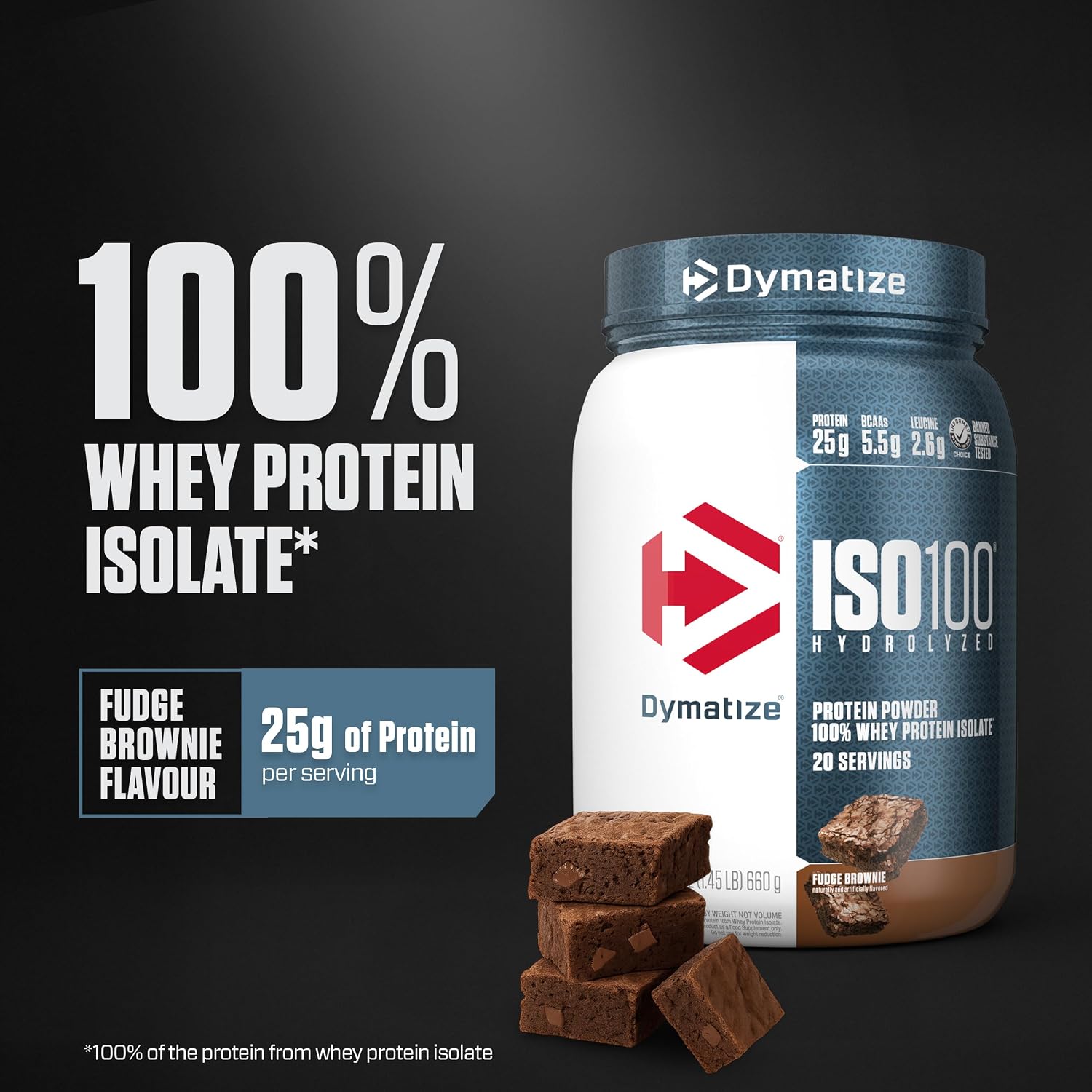 Dymatize ISO100 Protein Powder, 100% Whey Isolate, Gourmet Chocolate | 25g Protein, Hydrolyzed, Fast-Absorbing, Supports Muscle Health, 5.5g BCAAs, Gluten-Free, 76 Servings, 5 lb