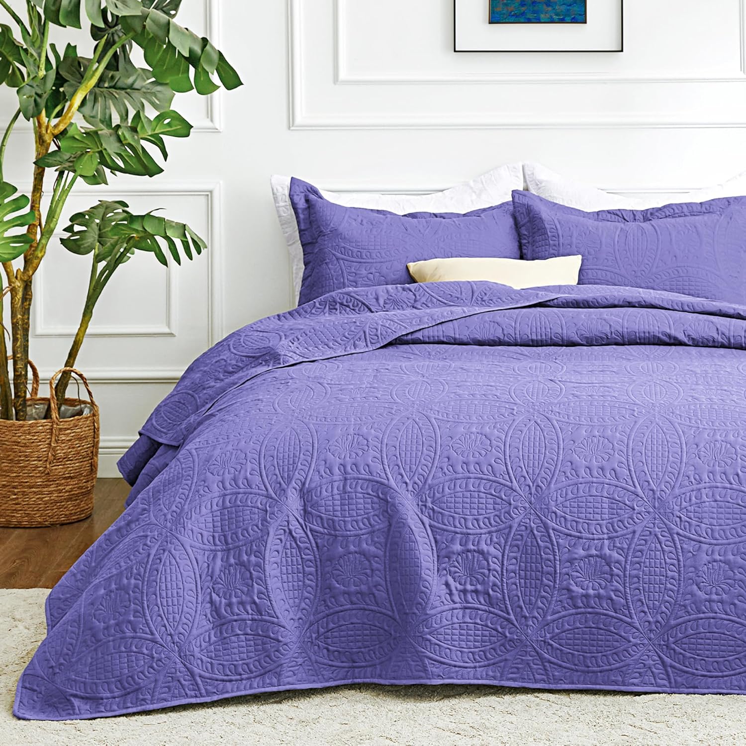Love's cabin Quilts for Queen Bed Blue Bedspreads - Soft Bed Summer Lightweight Bedspread Comforter - Modern Style Coin Pattern Coverlet for All