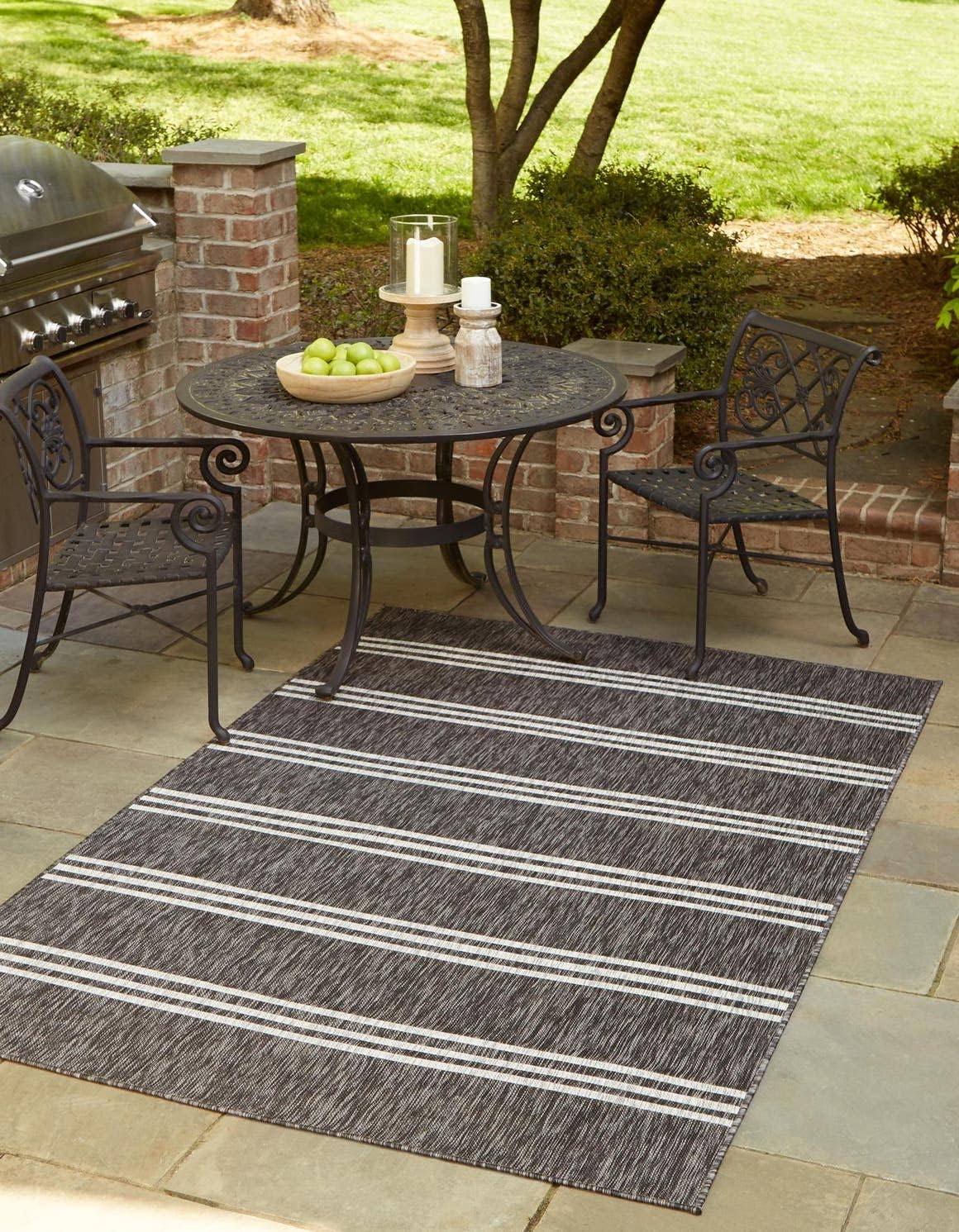 Unique Loom Outdoor Collection Area Rug - Anguilla (9' x 12' Rectangle, Blue/ Ivory)