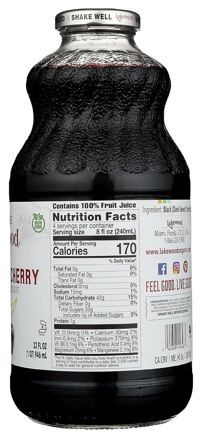Lakewood, Juice Black Cherry Pure, 32 Fl Oz