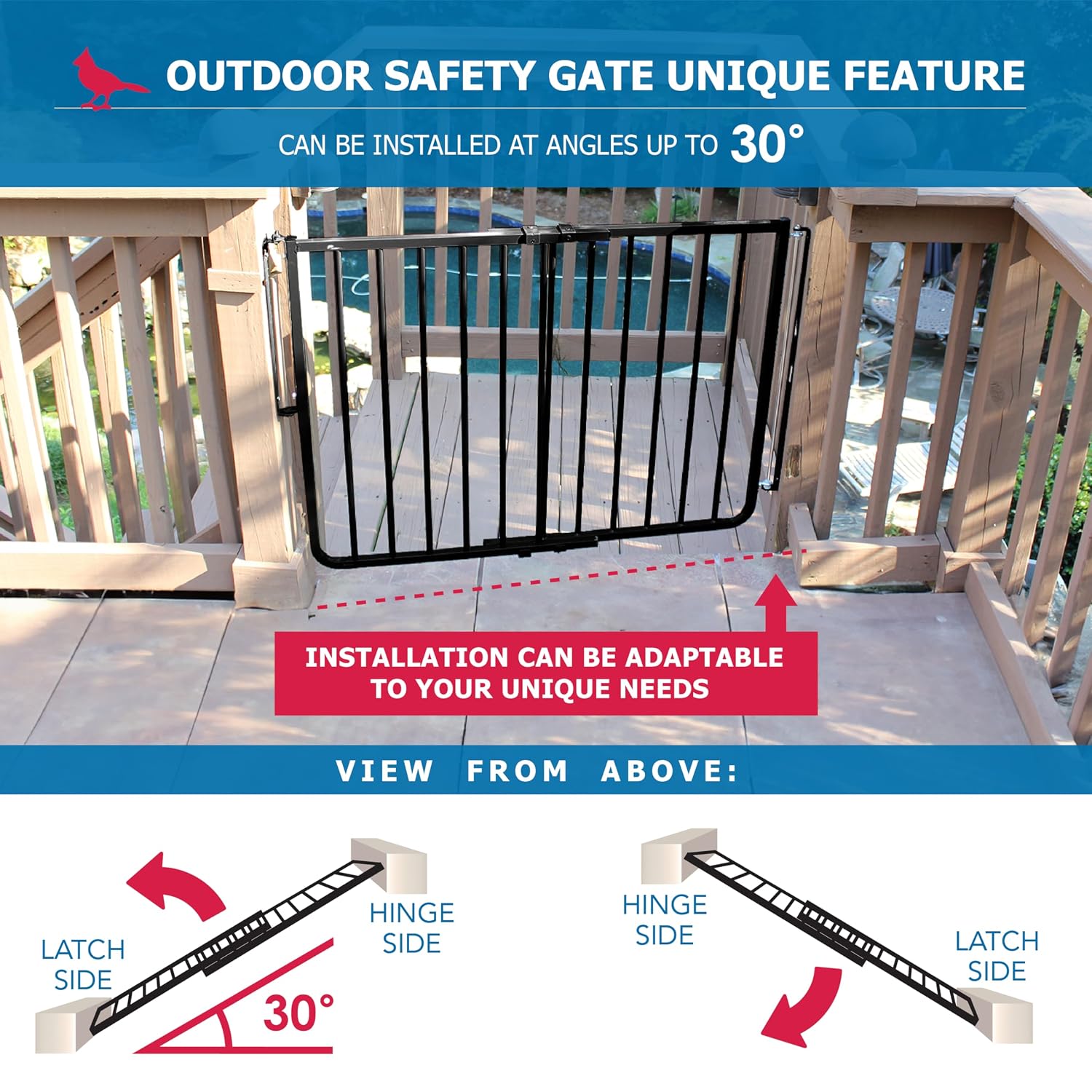 Cardinal Gates SS30OD Stairway Special Outdoor Baby & Pet Gate, Brown | SS30OD Stairway Special fits 27-42.5 in; weather-resistant outdoor baby/pet gate for stairs, decks, patios and porches.