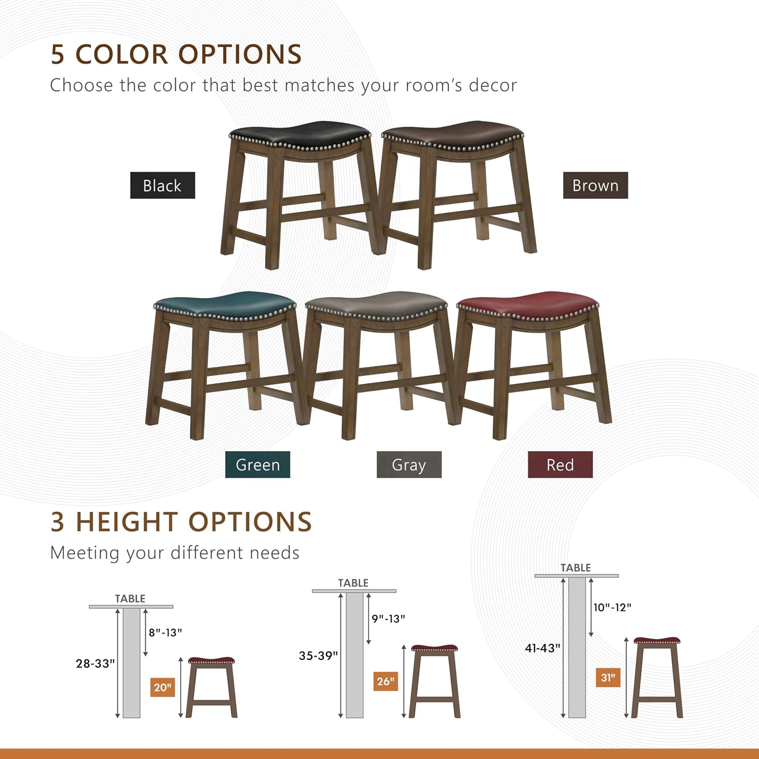 Lexicon Ordway Solid Wood Counter Height Stool - Saddle Kitchen Stool Counter Height Stools for Dining, Armless Chair Seating Options, Perfect for Casual Entertaining Spaces, 25" SH, Black