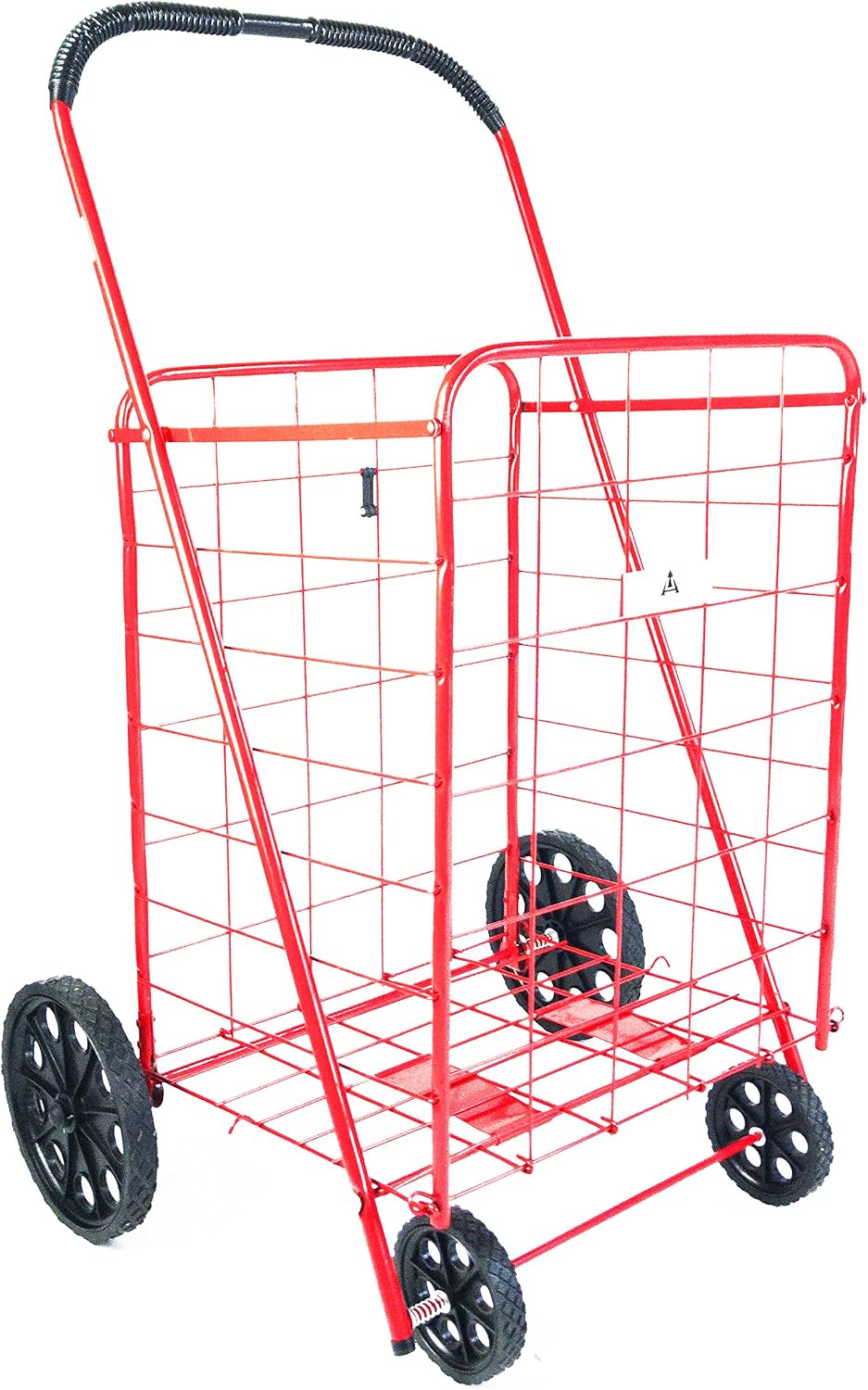 ATH Large Deluxe Rolling Utility / Shopping Cart - Stowable Folding Heavy Duty Cart with Rubber Wheels For Haul Laundry, Groceries, Toys, Sports Equipment, Red