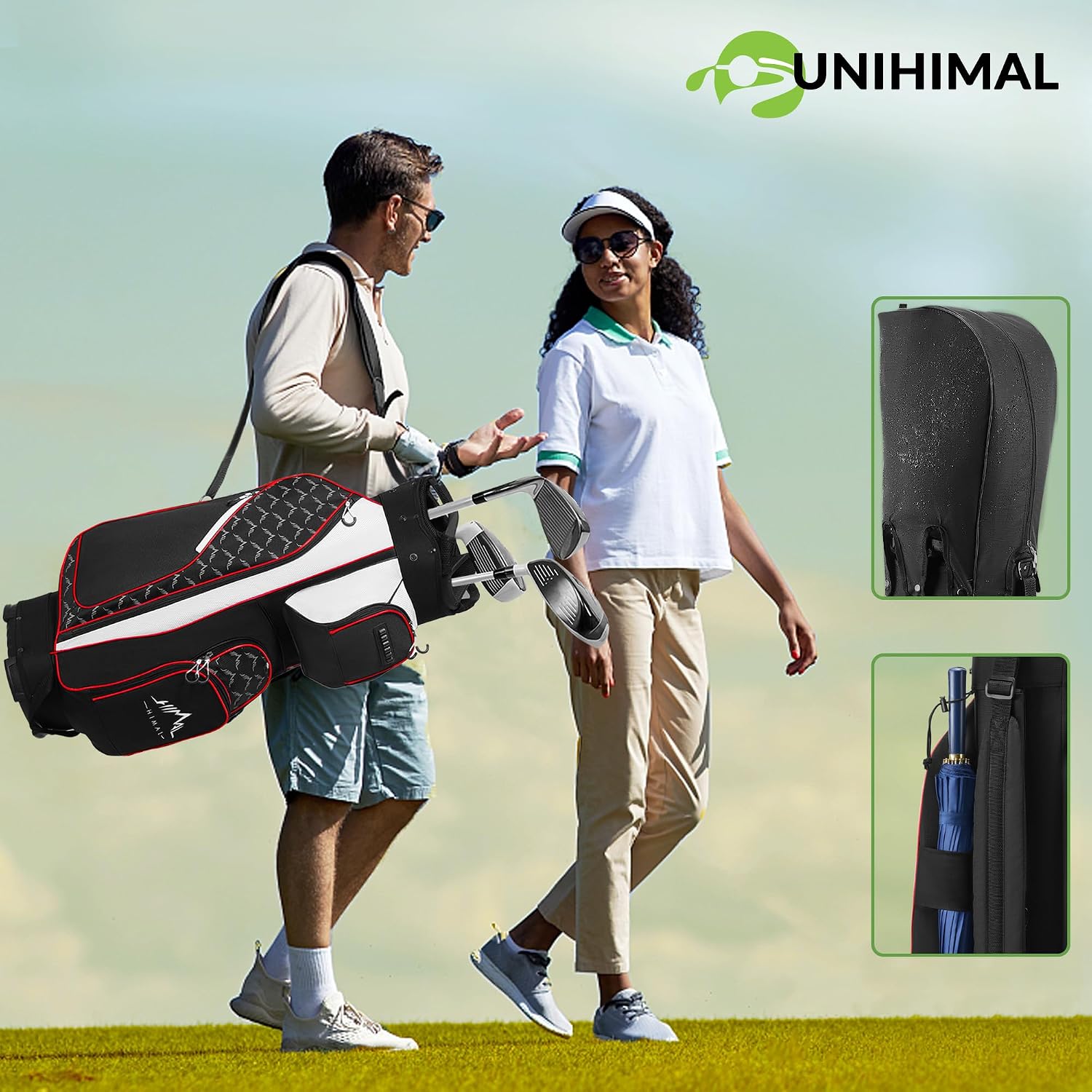 14-Way Golf Cart Bag, Full-Length Divider, Large Storage | Handles,Rain Cover,Multiple Pockets