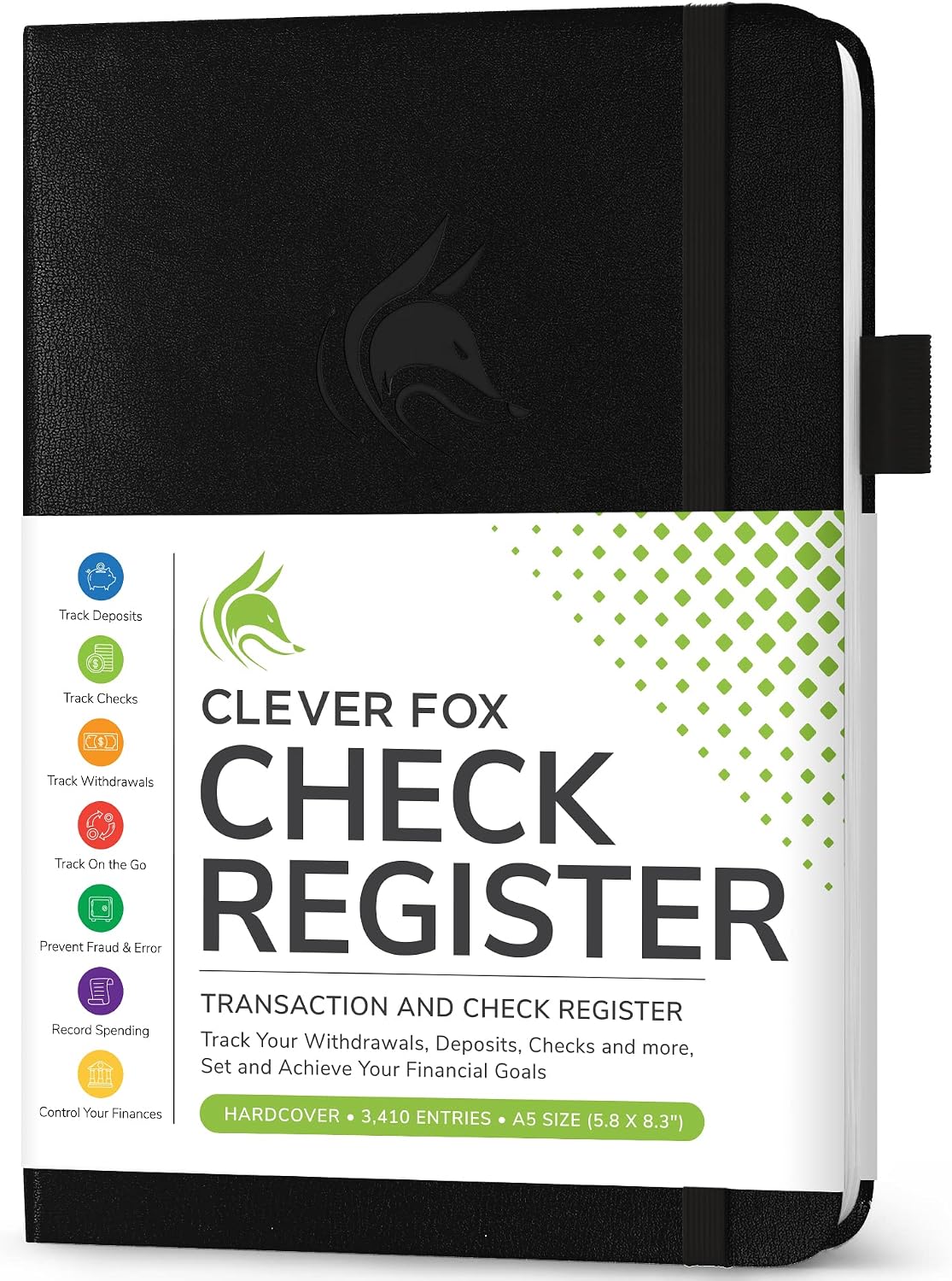 Clever Fox Check Register Book, Checkbook Ledger, 5.8x8.3 Purple
