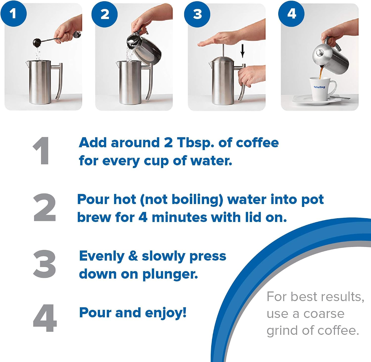 Frieling Double-Walled Stainless Steel French Press Coffee Maker - 36 oz Polished & Insulated Press Pot - Stainless Steel Coffee Maker