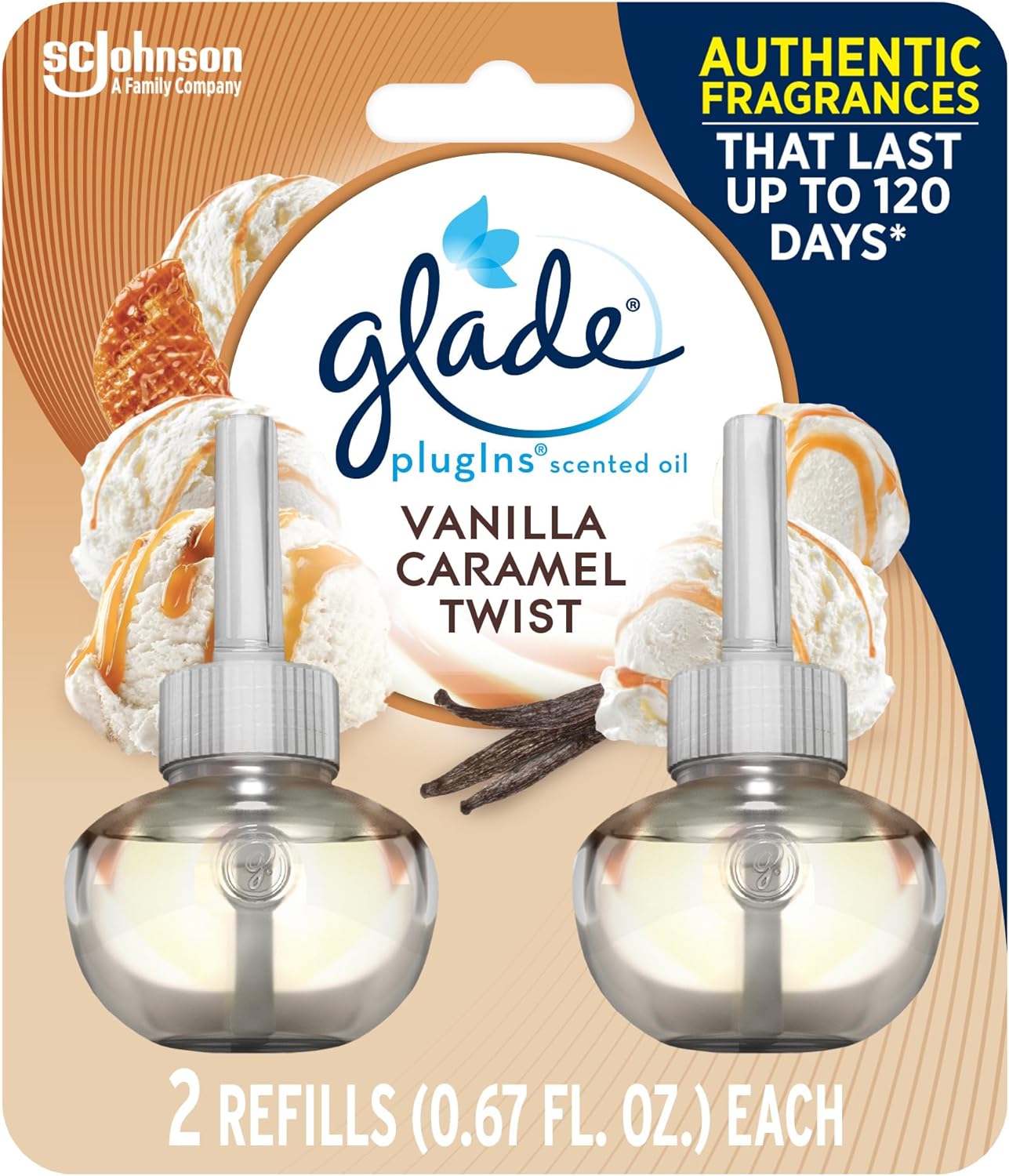 Glade PlugIns Refills Air Freshener, Scented and Essential Oils for Home and Bathroom, Tranquil Lavender & Aloe, 1.34 Fl Oz, 2 Count