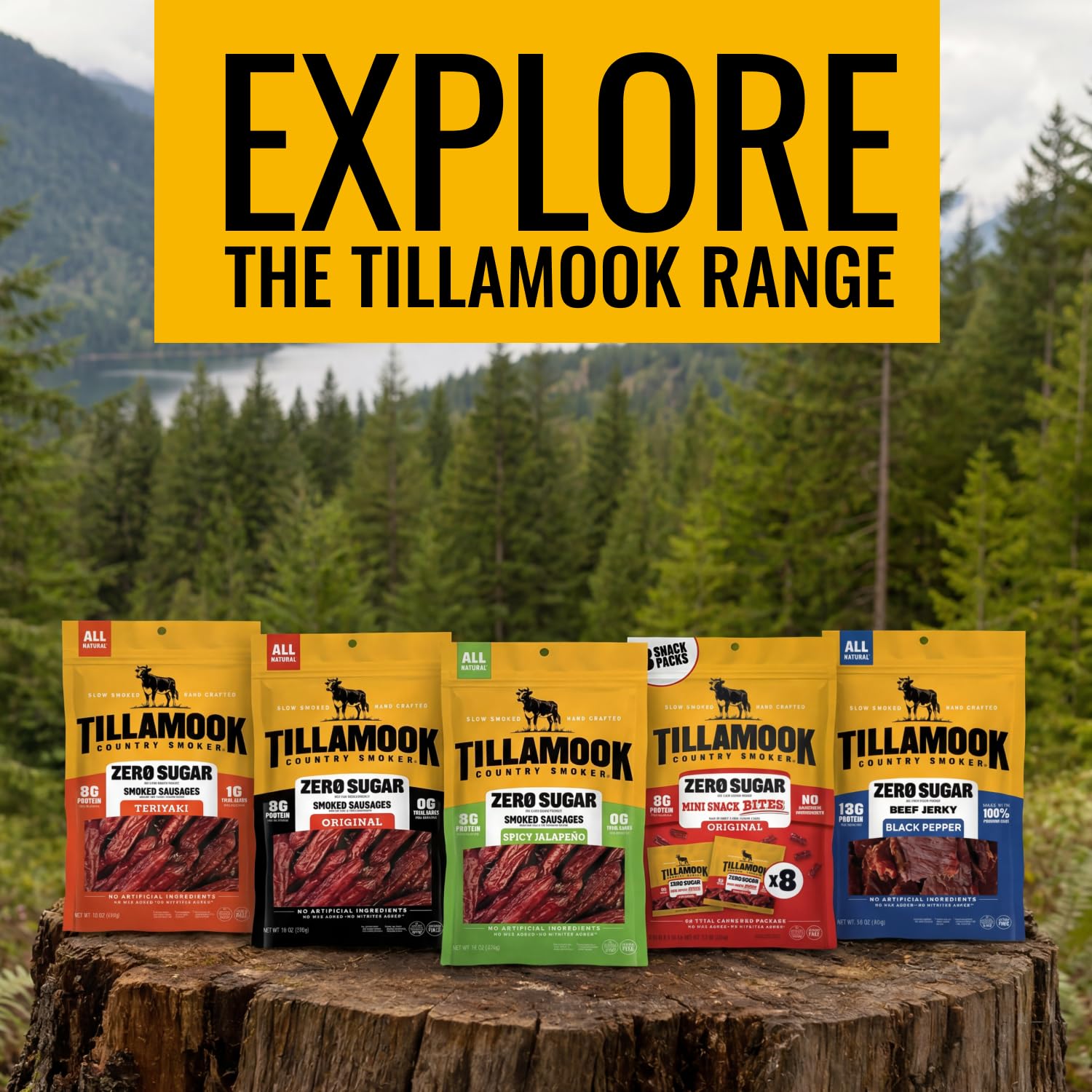 Tillamook Country Smoker Zero Sugar Spicy Jalapeno Smoked Sausages, 10 Oz, 9g Protein, Real Hardwood Slow Smoked High Protein, Low Carb Meat Sticks