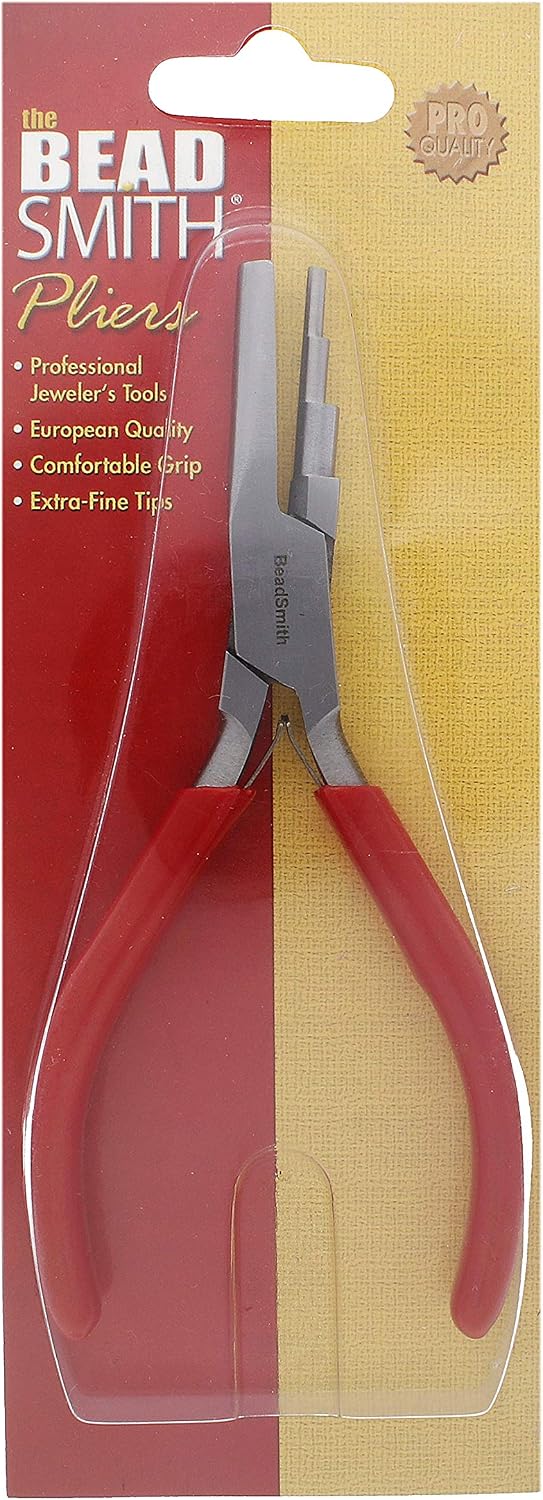 The Beadsmith 3-Step Round/Concave (Hollow) Pliers – Creates 3-4-5mm Loops – Wire Looping and Wire Bending Plier – 6 inches – Steel Head &