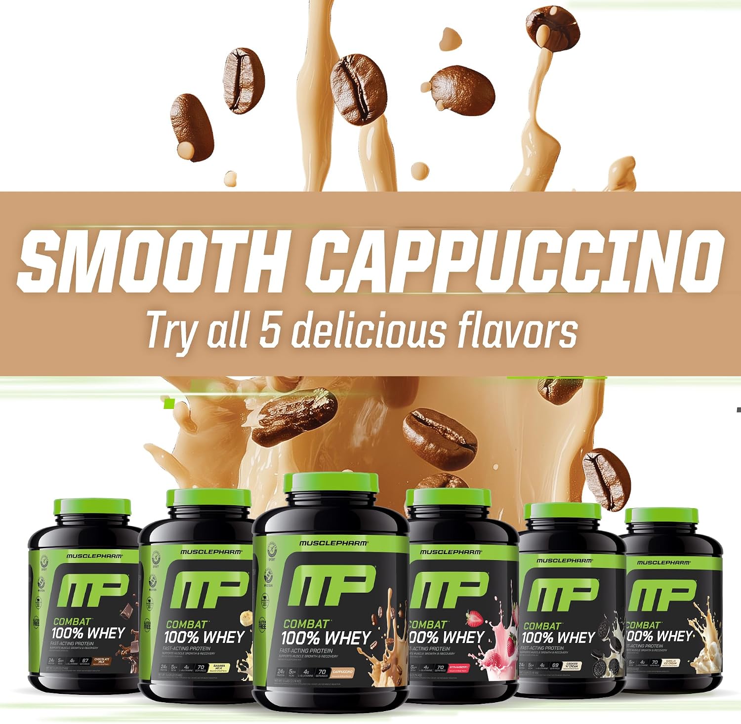 MusclePharm Combat 100% Whey Protein Powder, Vanilla Flavor, Fast Recovery & Muscle Gain with Whey Protein Isolate, High Protein Powder for Women & Men, Gluten Free, 5 lb, 70 Servings | Whey Protein Isolate, Fast Recovery Support, Muscle Gain Support, Hi…