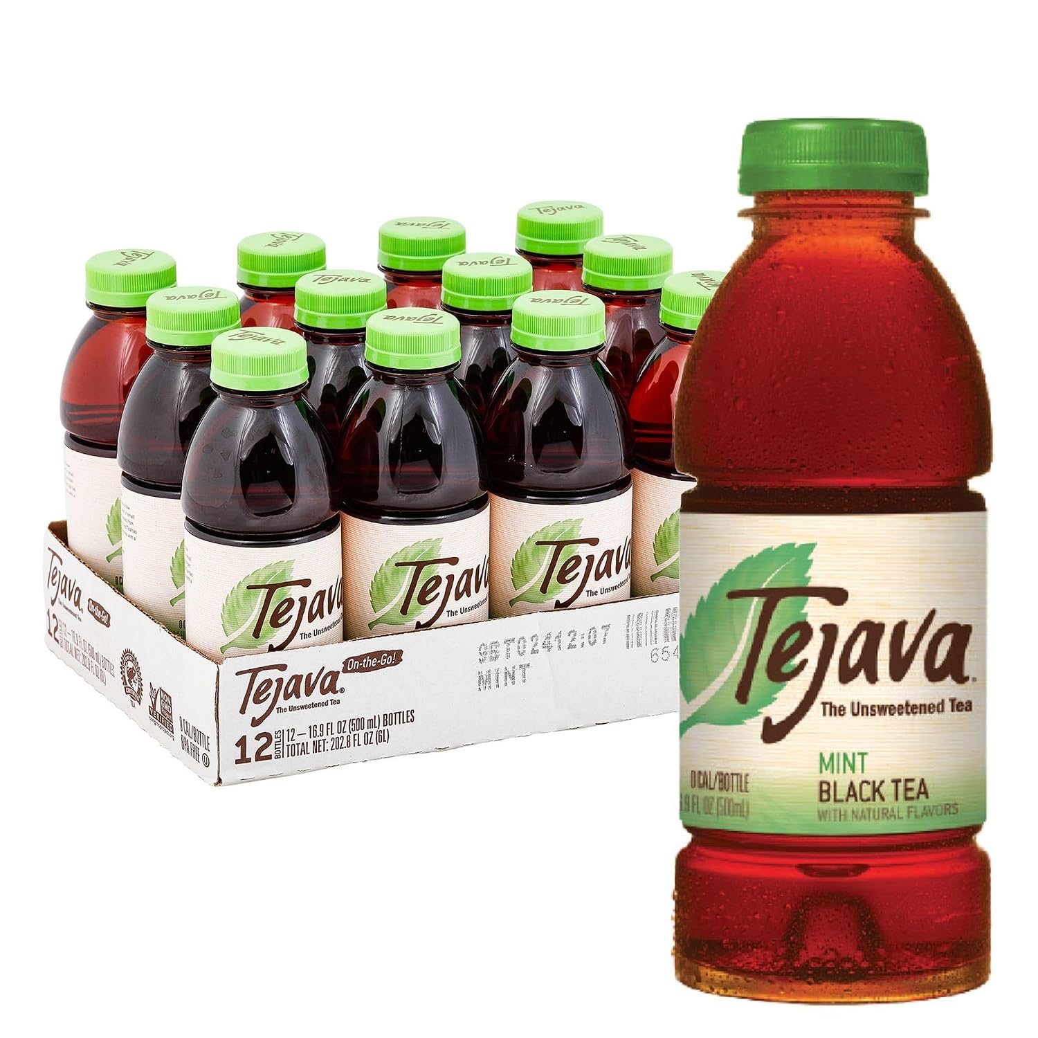 Tejava Pineapple Mango Unsweetened Black Iced Tea, 16.9 fl oz, Pack of 12