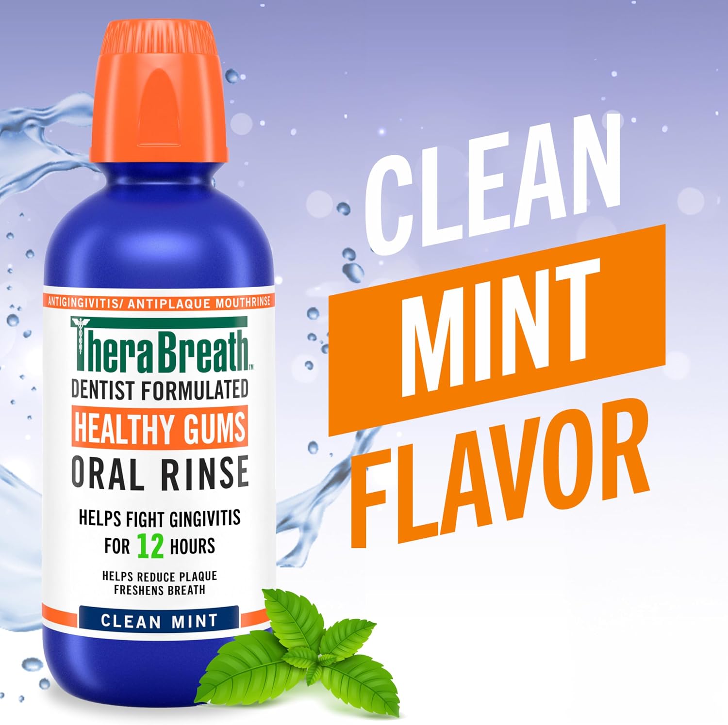 TheraBreath Healthy Gums Oral Rinse, Antigingivitis, Clean Mint Flavor, Dentist Formulated to Help Prevent Gingivitis and Support Gum Health, Alcohol Free, 16 Fl Oz (Pack of 2)