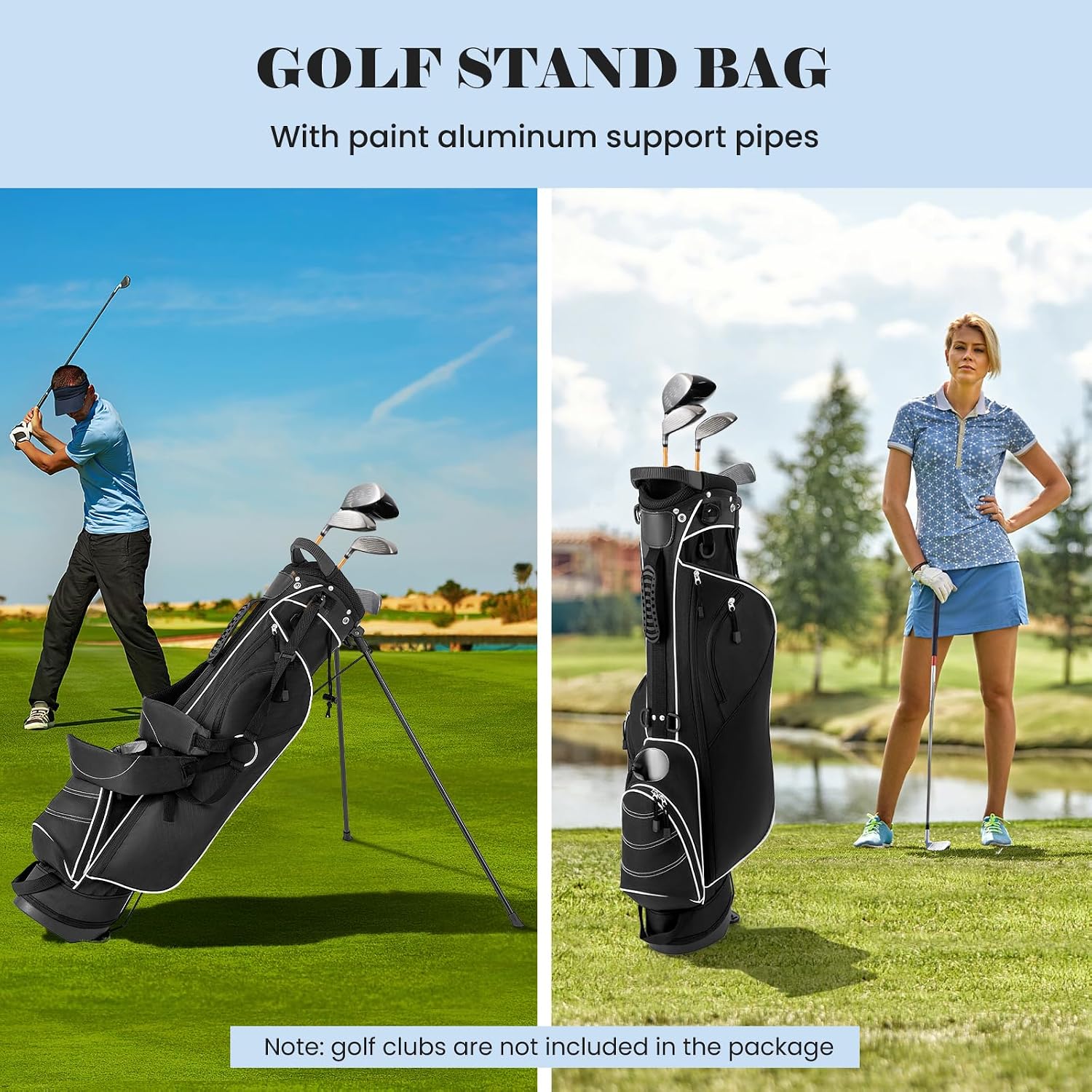 Tangkula Golf Stand Bag, Lightweight Organized Golf Bag, Easy Carry Shoulder Bag with 4 Way Dividers and 4 Pockets for Extra Storage