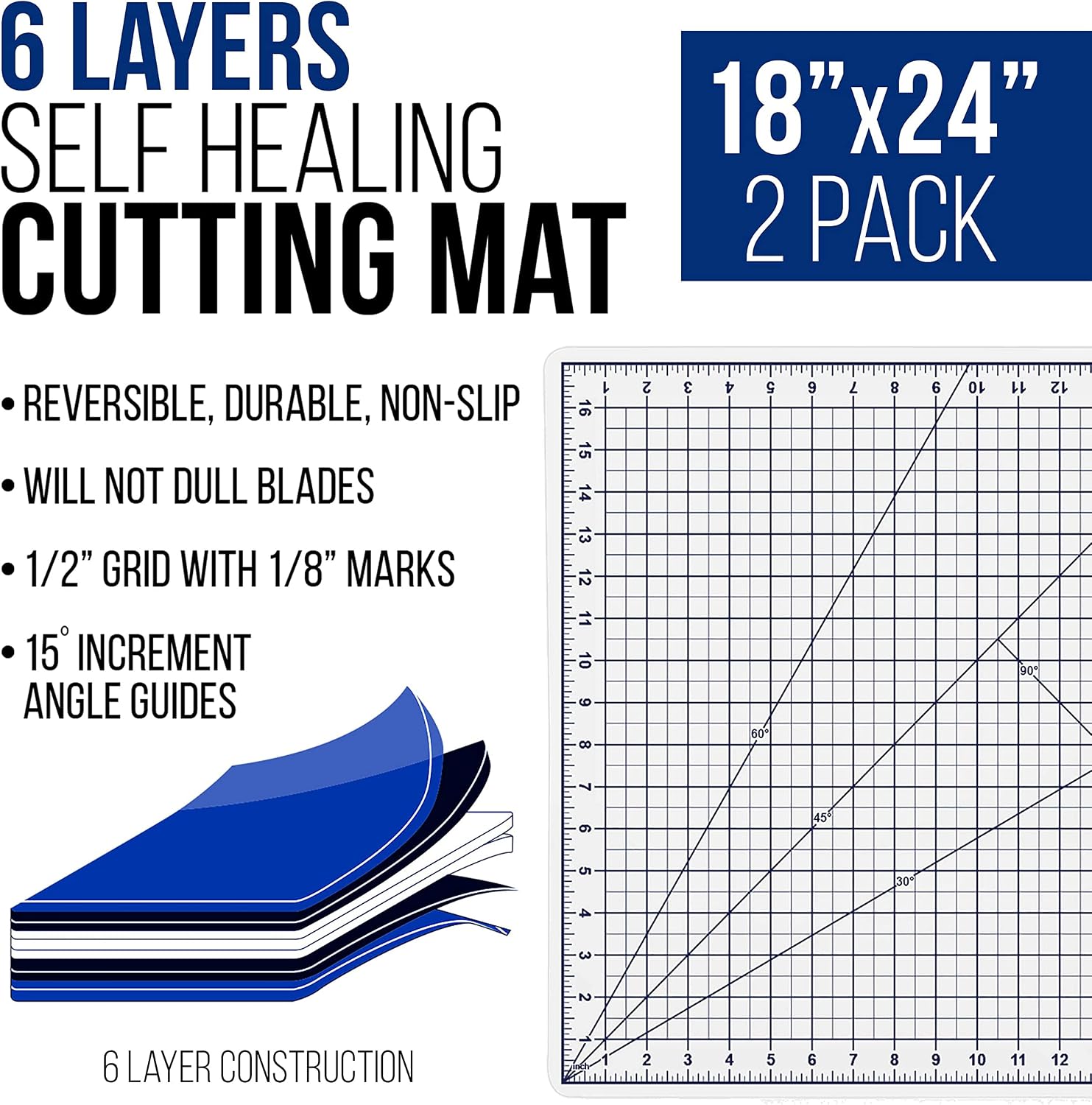 U.S. Art Supply 18" x 24" Self-Healing Cutting Mat 5-Ply - Double-Sided Green/Black Craft Mat, Non-Slip Cutting Mats for Crafts, Sewing, Quilting, Scrapbooking | Double-Sided Green/Black Craft Mat, Non-Slip Cutting Mats for Crafts, Sewing, Quilting, Scra…