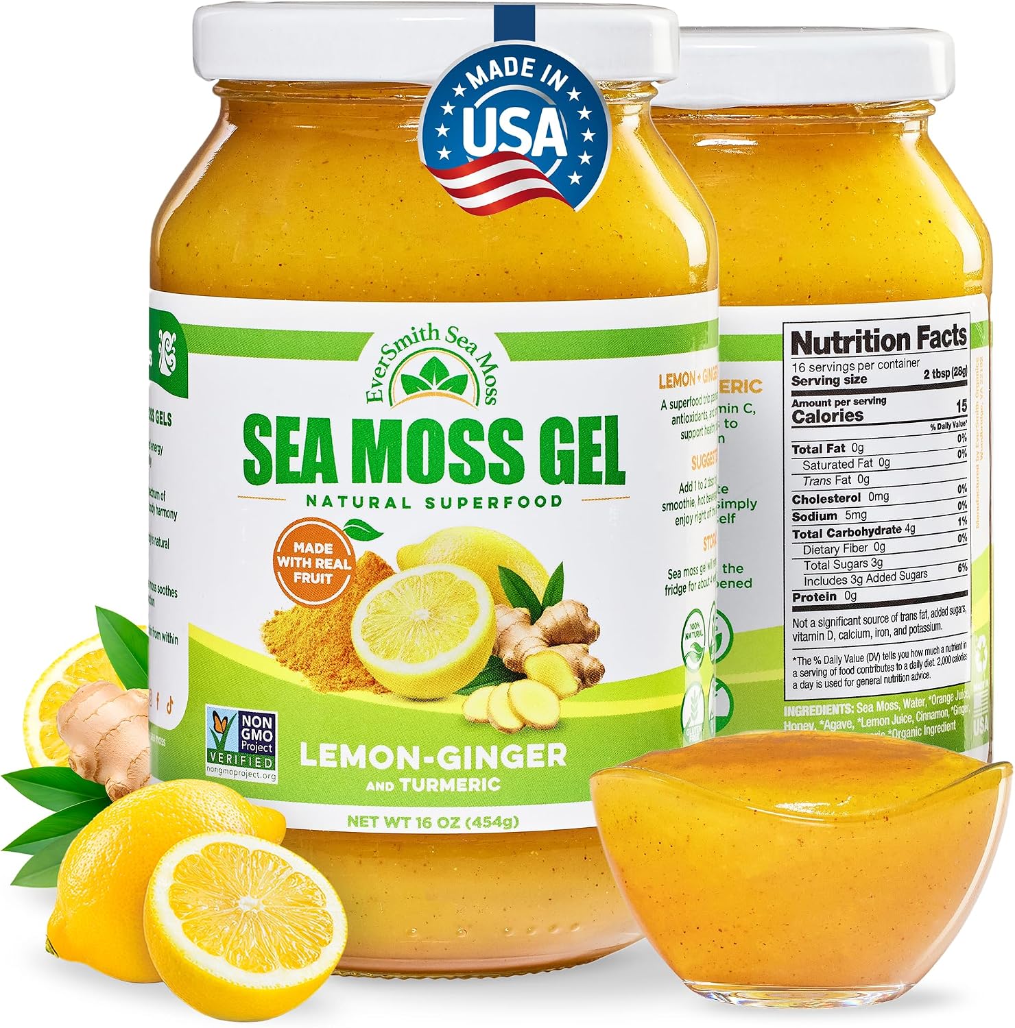 EverSmith Organics Wildcrafted Irish Sea Moss Gel, Mango Pineapple, 1 Jar
