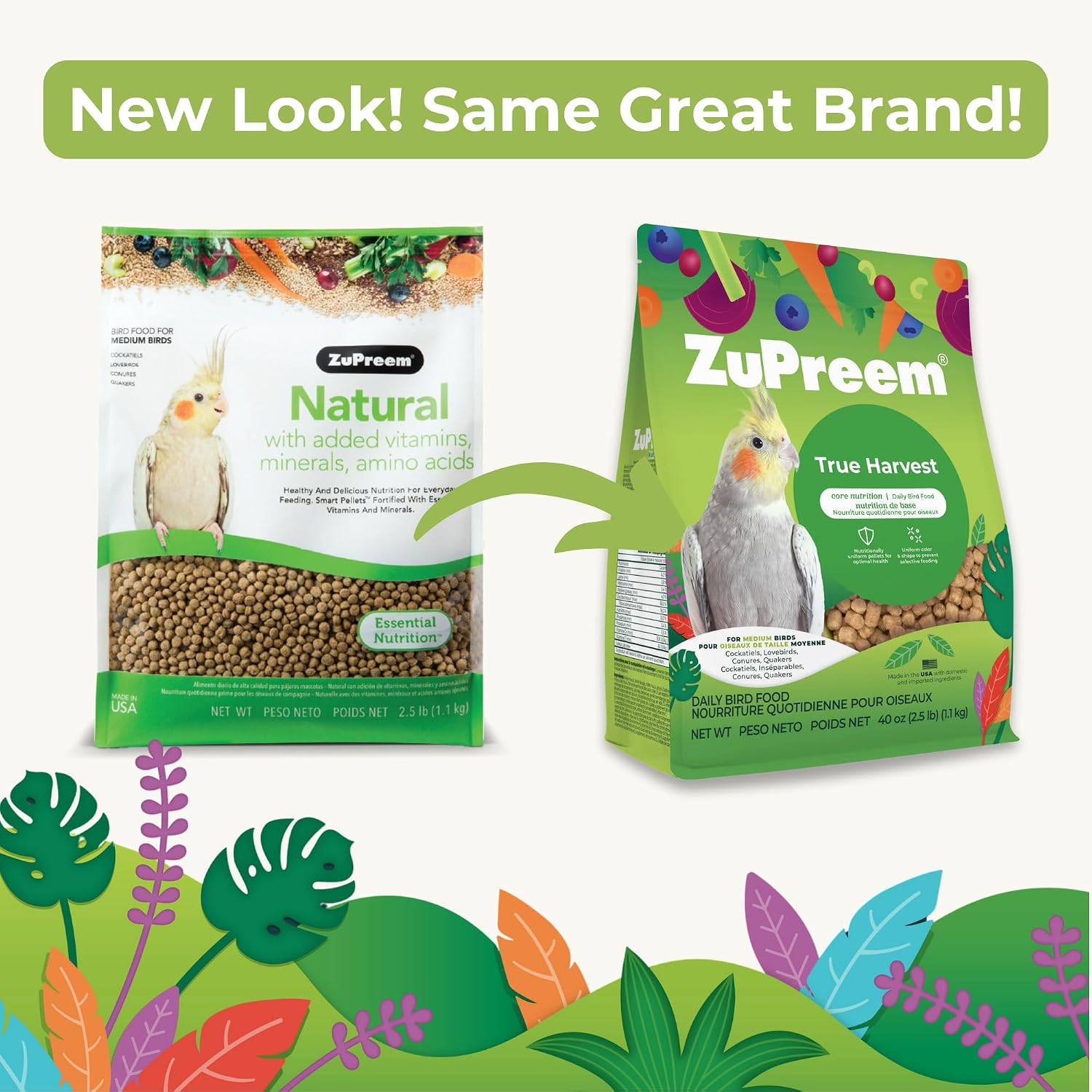 ZuPreem FruitBlend Cockatiel & Conure Food, Uniform Bird Food, M, 2 lb | Bird Food Pellets, Real Fruit, Blend, Cockatiel Food, Conures, Lovebirds, Love Bird Pellets, Quaker, Parrot, Medium Birds
