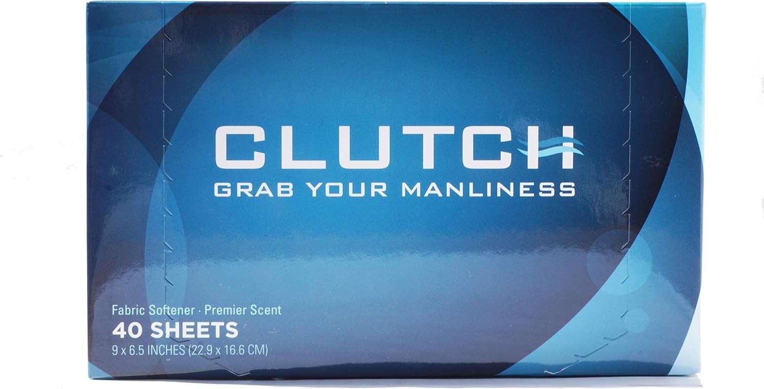 Clutch Men's Dryer Sheets, Fabric Softener for Men, 40 Count Box