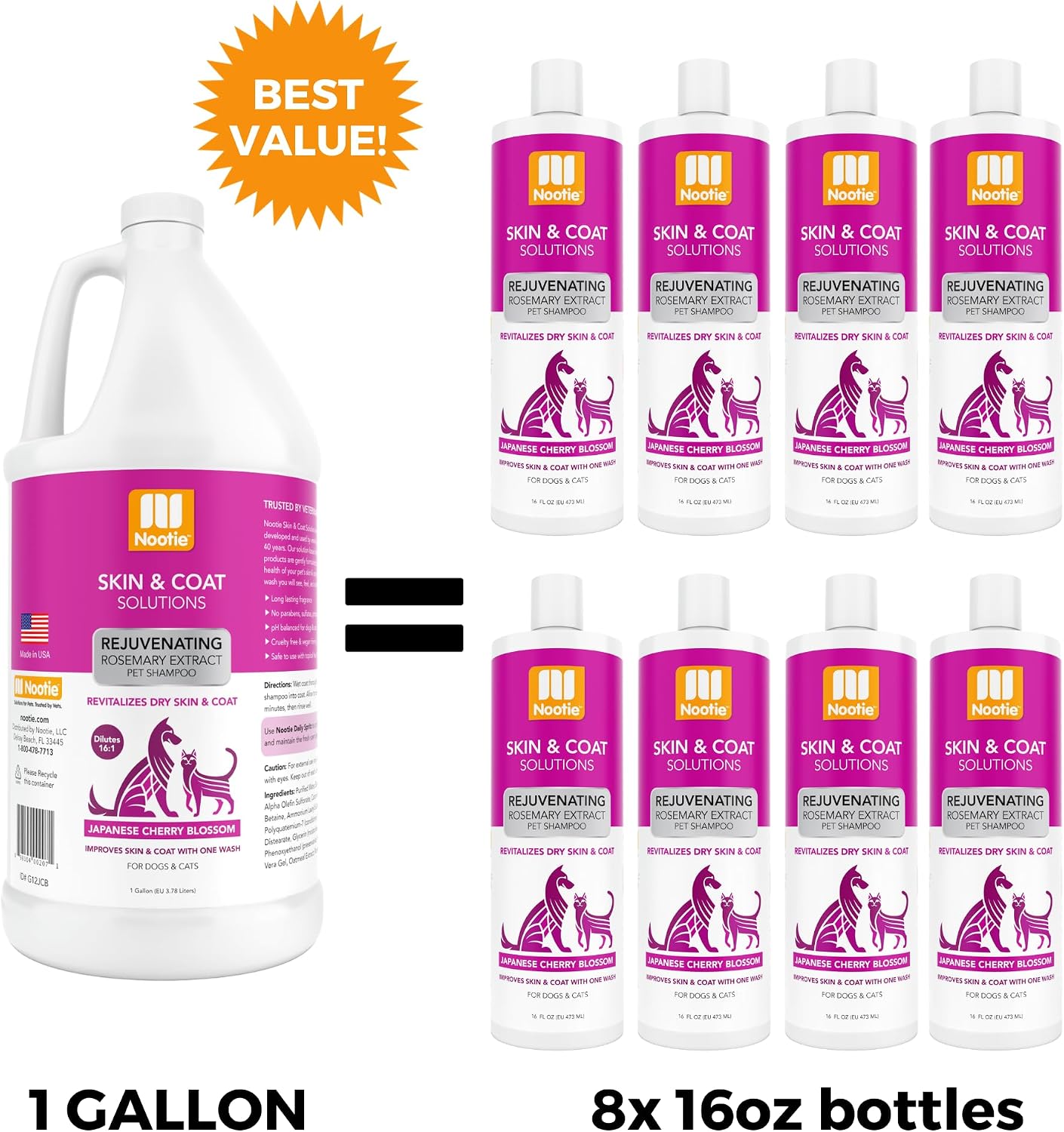 Nootie Cucumber Melon Pet Shampoo for Dogs & Cats, Gentle Oatmeal Formula | 16 oz, dog wash for sensitive skin, helps relieve dry itchy skin for dogs, natural ingredients, cleans & conditions