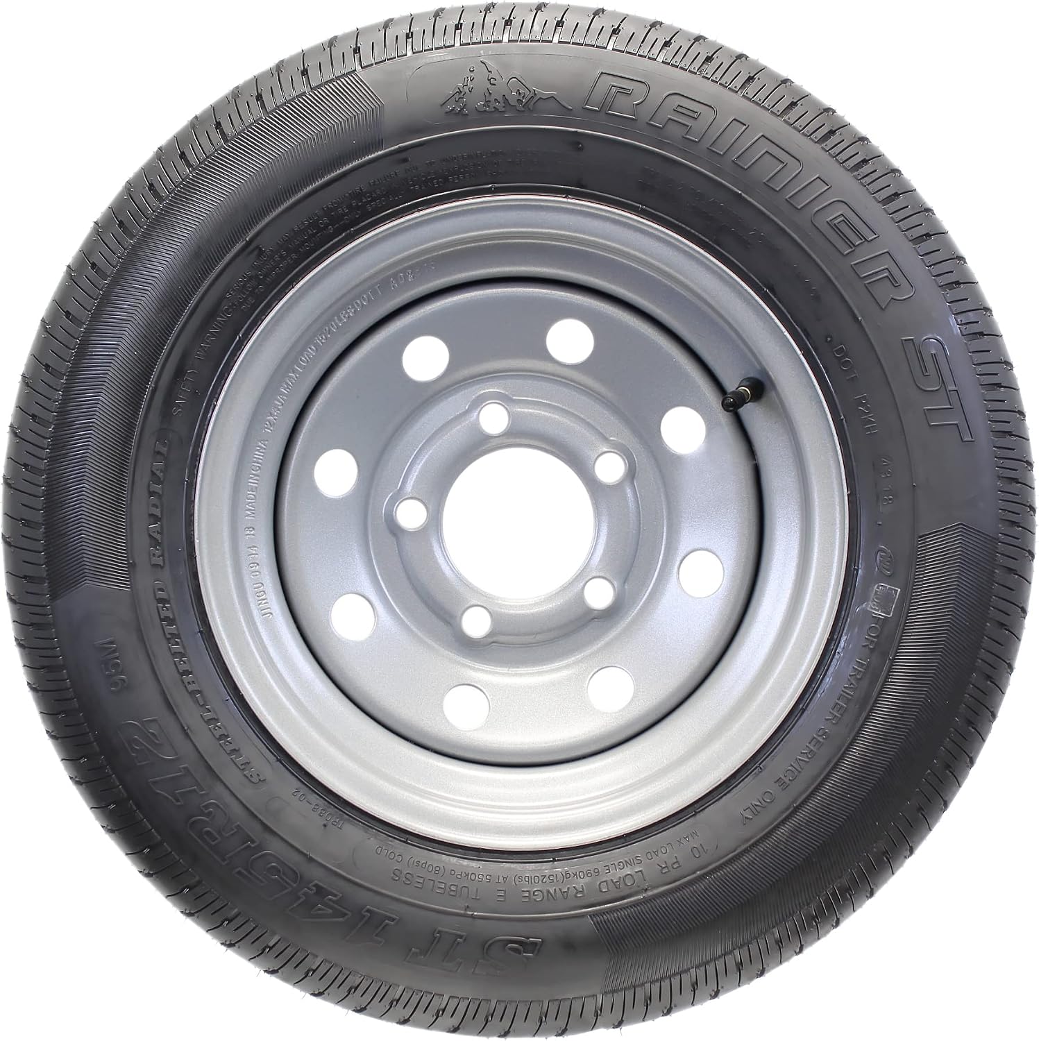 eCustomrim 2-Pack Radial Trailer Tire Rim Assembly ST145/R12 Silver 5 Lug