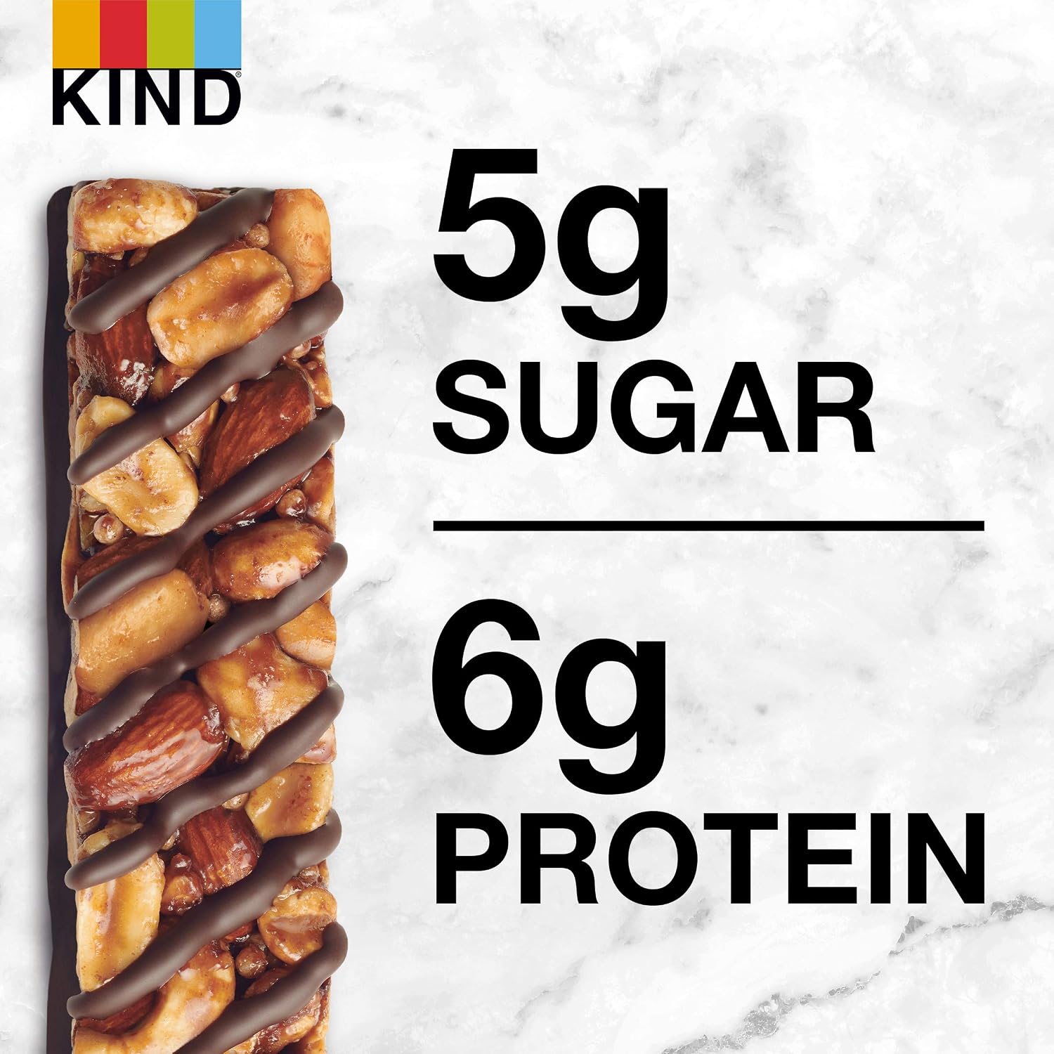 KIND Healthy Snacks Bars, Dark Chocolate Nuts & Sea Salt, Gluten Free, Low Sugar, High Fiber Snacks, 6g Protein, 12 Count