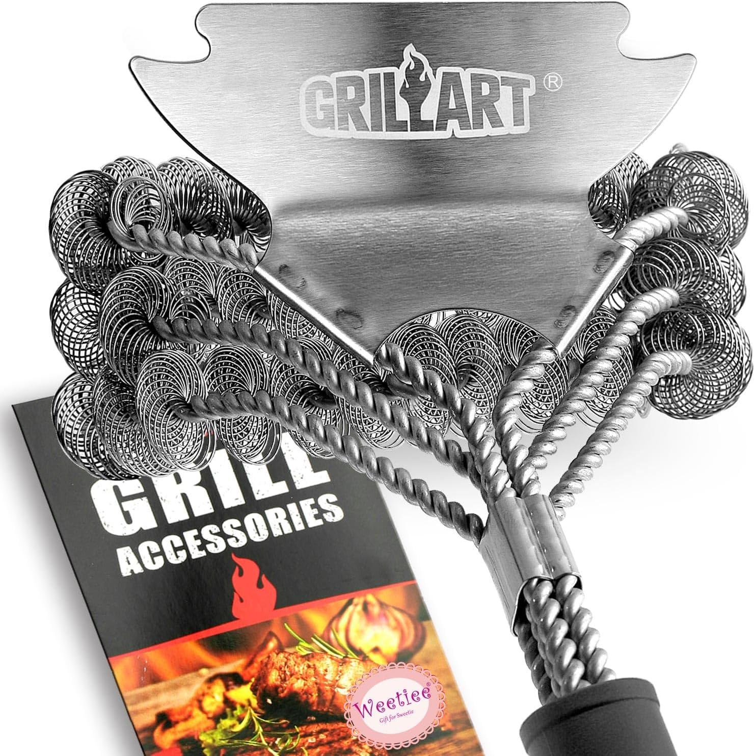 Grill Brush and Scraper Bristle Free – Safe BBQ Brush for Grill – 18'' Stainless Grill Grate Cleaner - Safe Grill Accessories for
