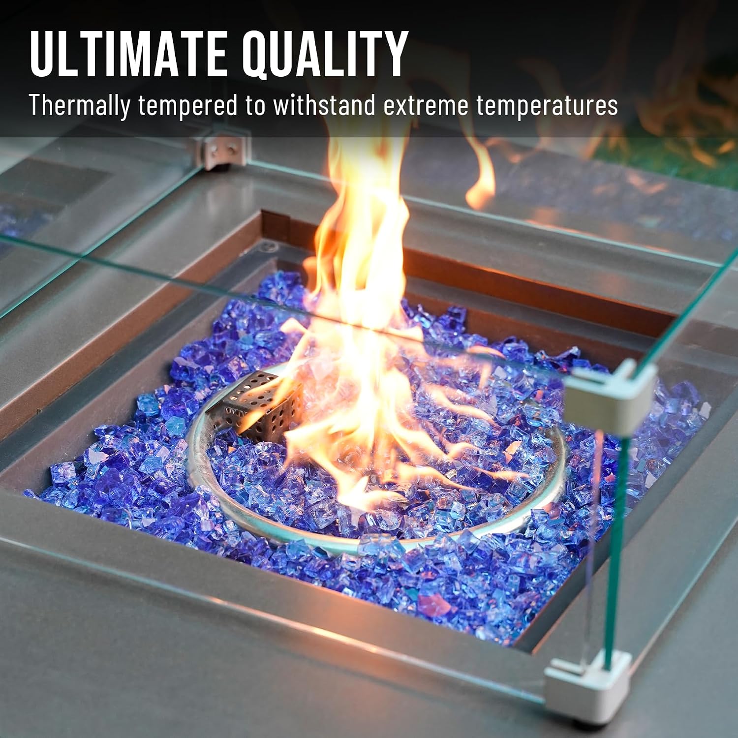 Skyflame 1/4" Pacific Blue Regular Fire Glass for Fire Pit Fireplace
