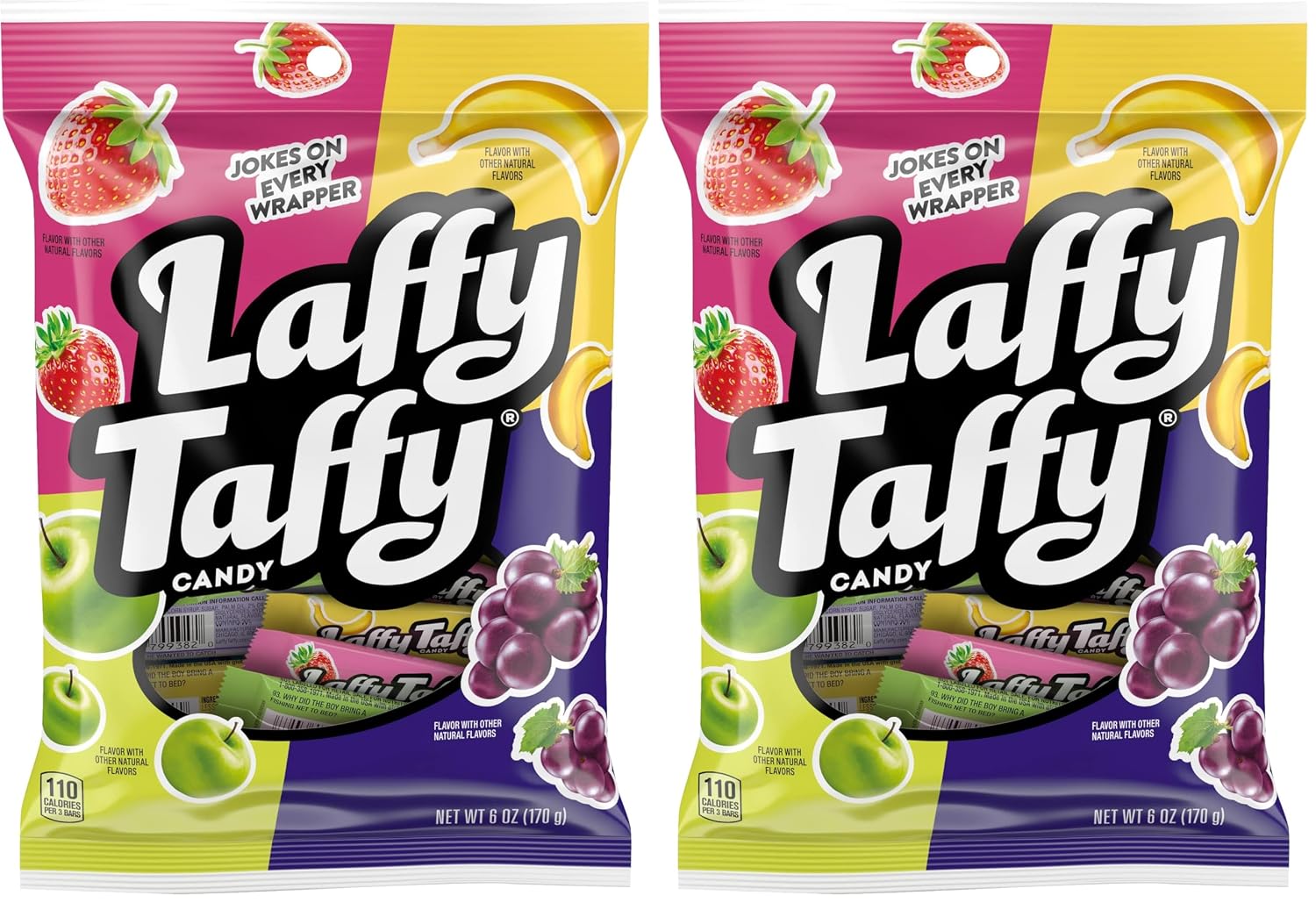 Laffy Taffy Candy, Assorted Flavors, Individually Wrapped Mini Bars, 6 Ounce