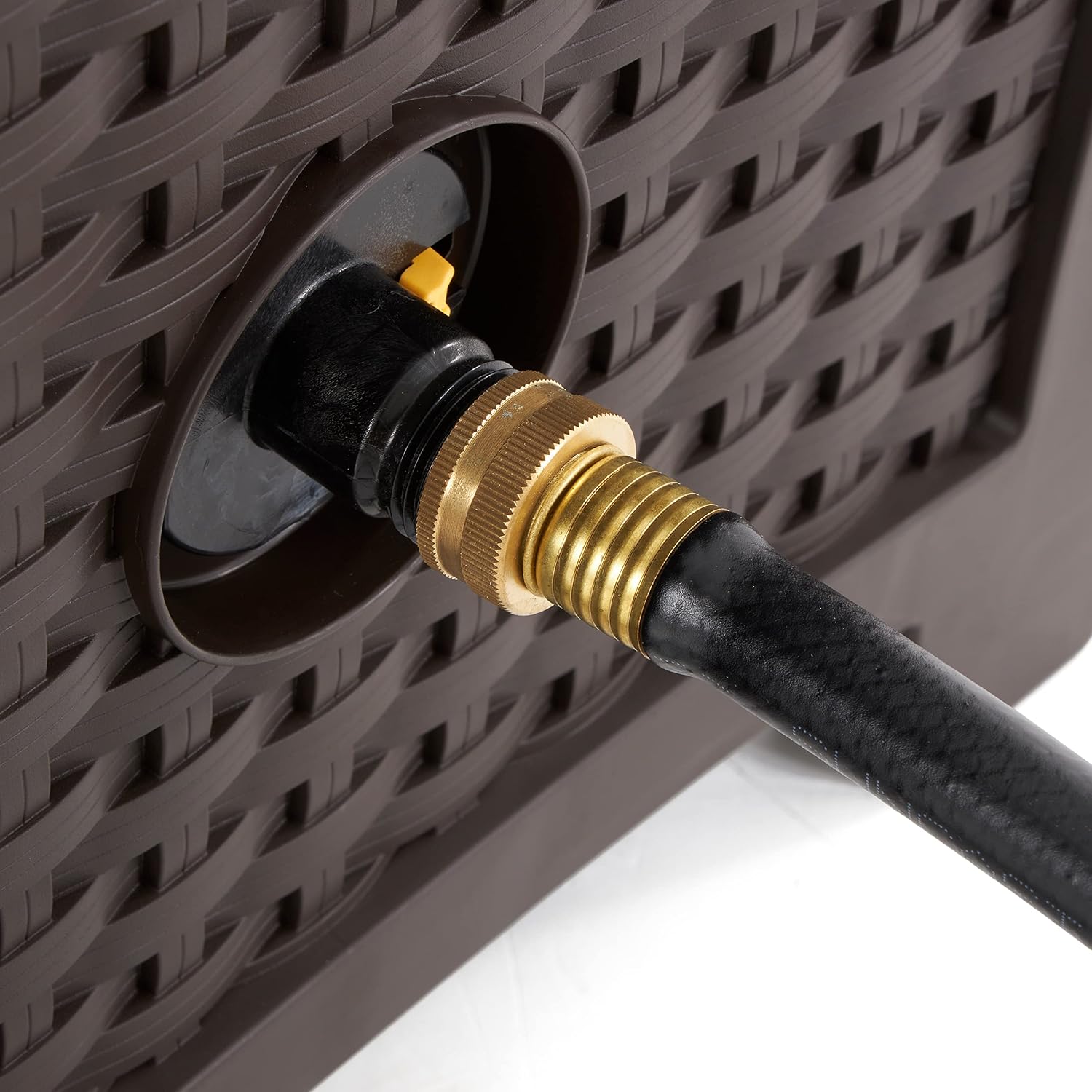 Suncast Hose Reel with Smart Trak Hose Guide, Water-Tight Connection, Durable Resin Construction, 225' Hose Capacity, Brown, Made in the USA