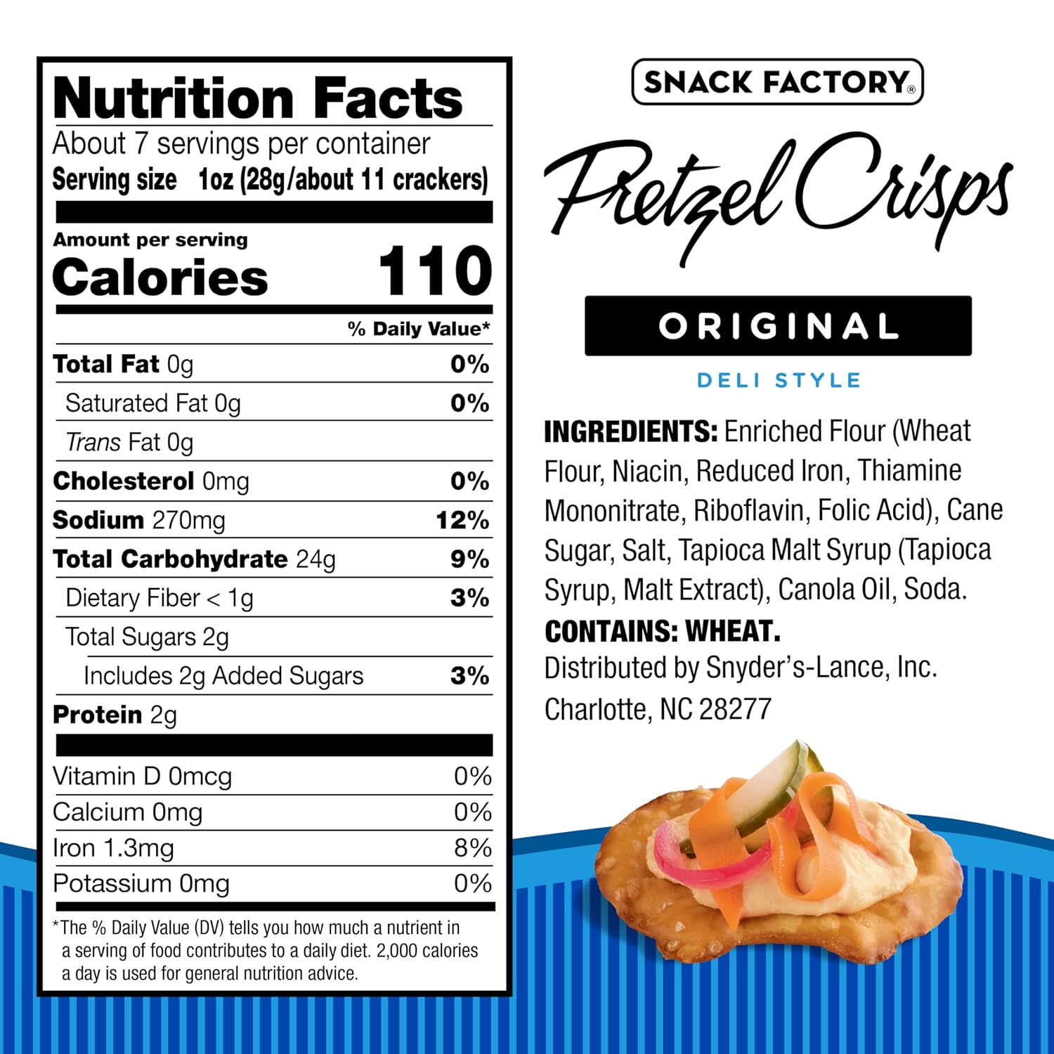 Snack Factory Original Pretzel Crisps, Non-GMO, 14 oz Party Size Bag