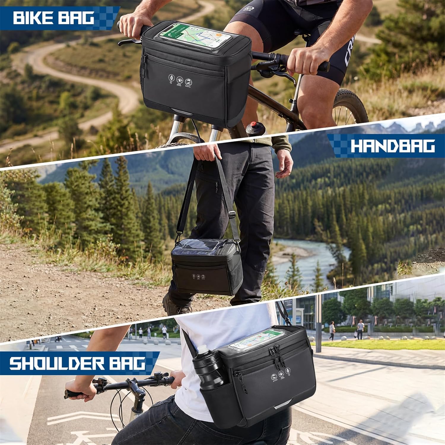 WOTOW Bike Handlebar Bag, Waterproof & with Sensitive Touch Screen, 3.5L