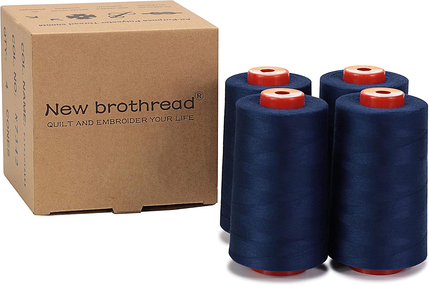 New brothread 4 Large Cones All Purpose Polyester Thread -Cream