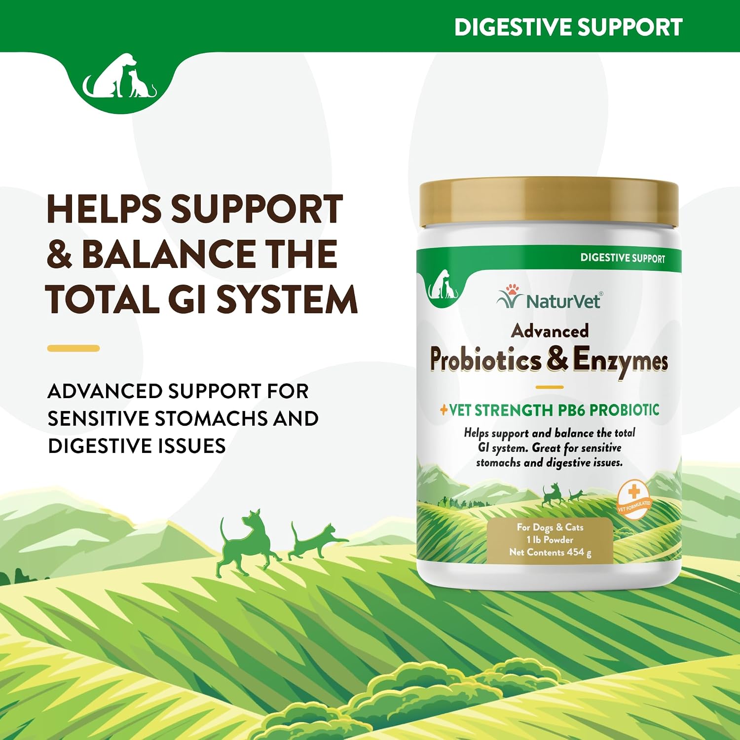 NaturVet Digestive Enzymes with Pre & Probiotic for Dogs & Cats - 8 oz | Supports Diet Changes & a Healthy Digestive Tract with Prebiotics, Powder