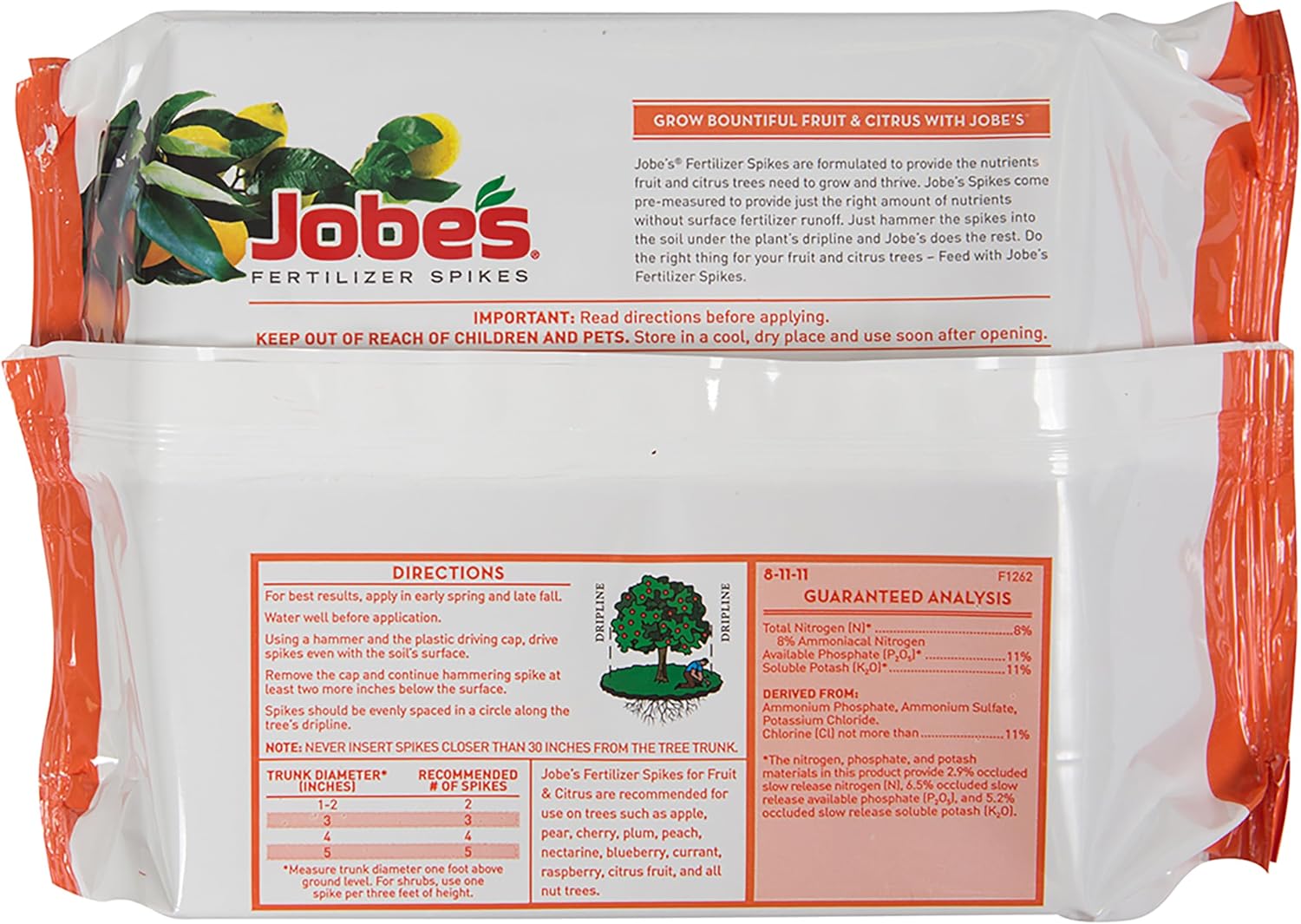 Jobe’s Slow Release Tree and Shrub Fertilizer Spikes, Easy Plant Care for Oak, Maple, Dogwood, Boxwood, and Many More Acid Loving Trees and Shrubs, 9 Count