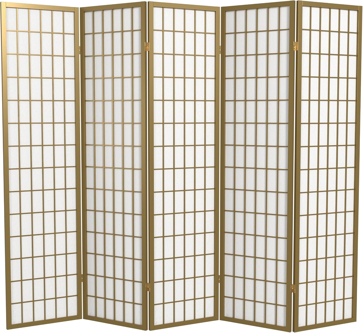 Red Lantern 6 ft. Tall Window Pane Shoji Screen - Walnut - 5 Panels