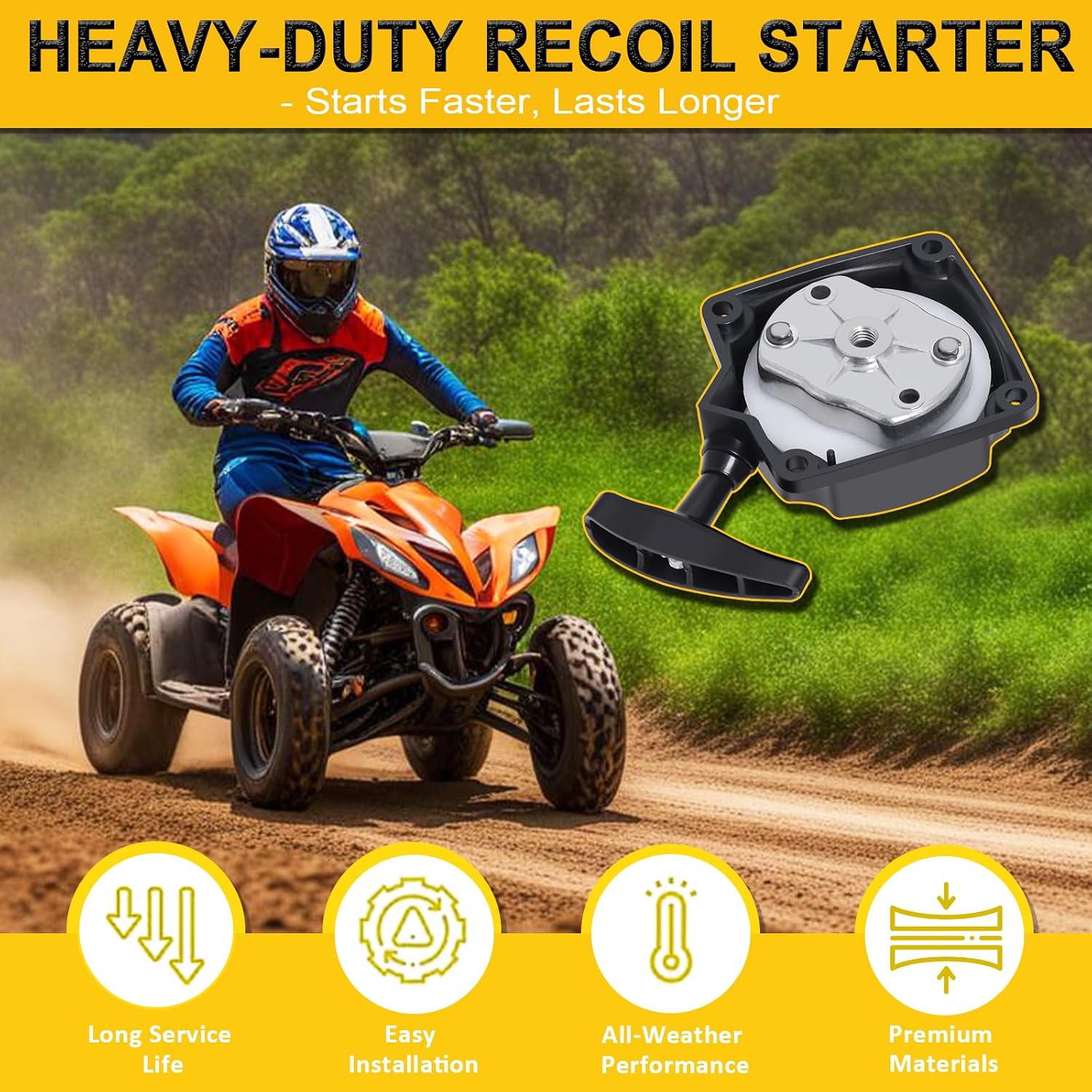 Podoy Recoil Pull Starter with Claw Pawl Cog for 33cc-50cc Small Engines | Compatible with 33cc 43cc 47cc 49cc 50cc Pocket Bike Dirt Bike Scooter