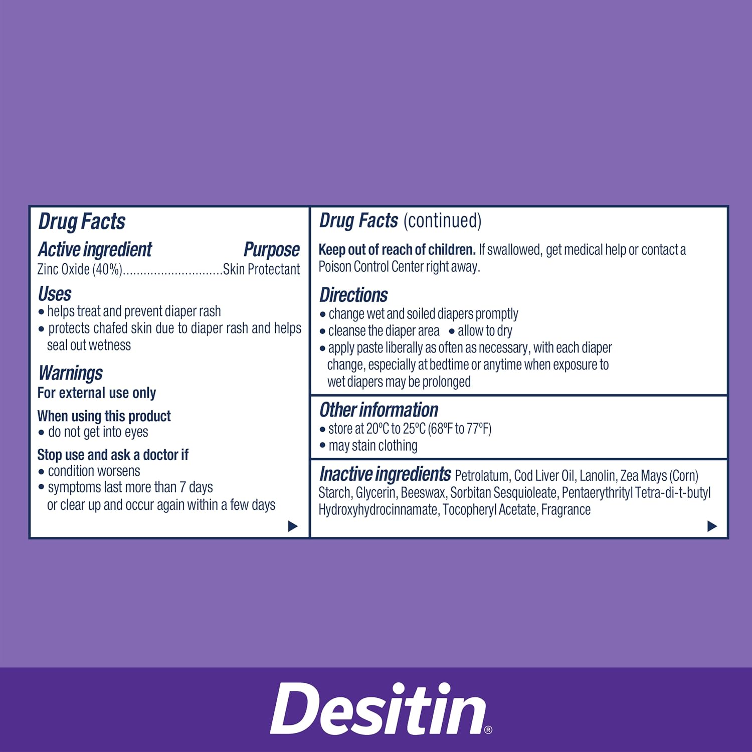 Desitin Maximum Strength Diaper Rash Paste, 40% Zinc Oxide, 4.8 oz | Helps Treat, Relieve & Prevent Diaper Rash, 40% Zinc Oxide, Immediate Relief, Protects up to 12 Hours, Hypoallergenic