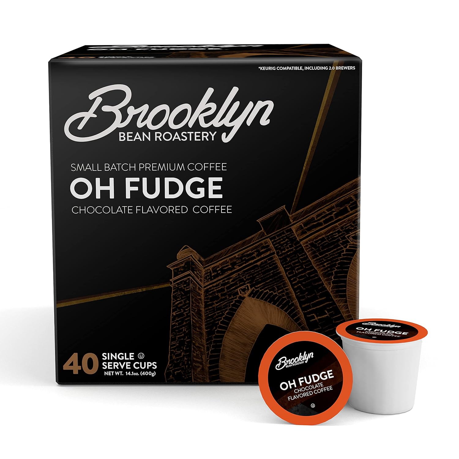 Brooklyn Beans Colombian Gourmet Coffee Pods - Compatible with Keurig K Cup Brewers Including 2.0 Machines, 40 Count, Rich and Smooth Colombian Medium Roast
