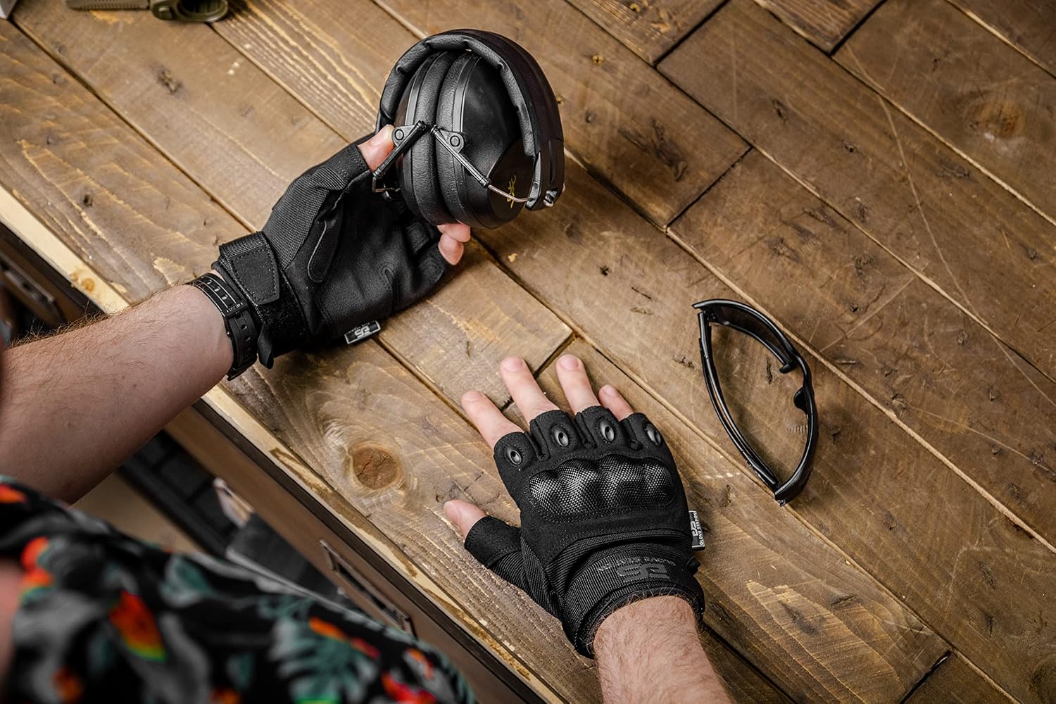 Glove Station Fingerless Knuckle Motorcycle Gloves, TACHK200