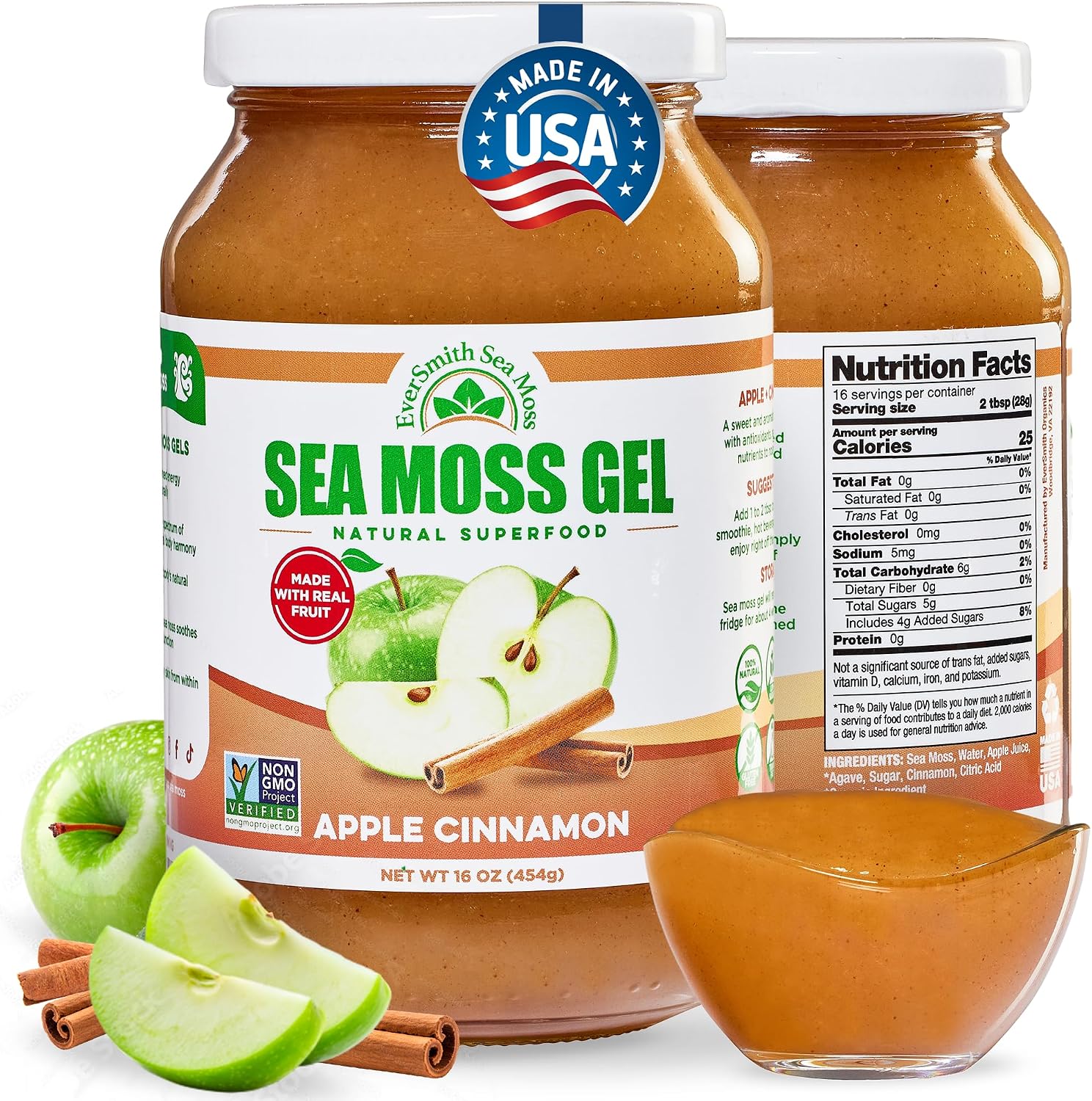 EverSmith Organics Wildcrafted Irish Sea Moss Gel, Mango Pineapple, 1 Jar