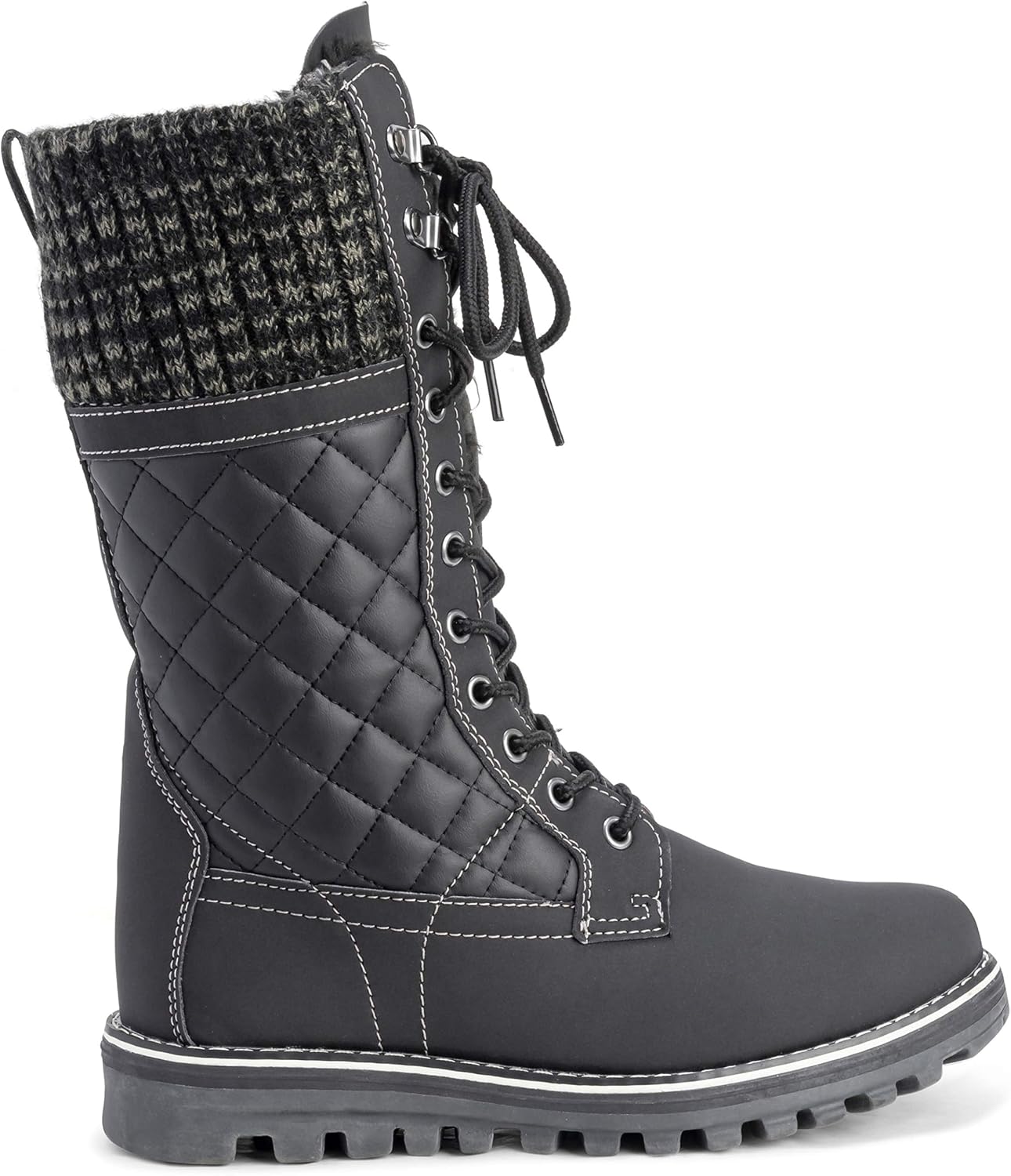 POLAR Womens Faux Fur Warm Thermal Waterproof Outdoor Walking Snow Winter Rubber Sole Calf Boots