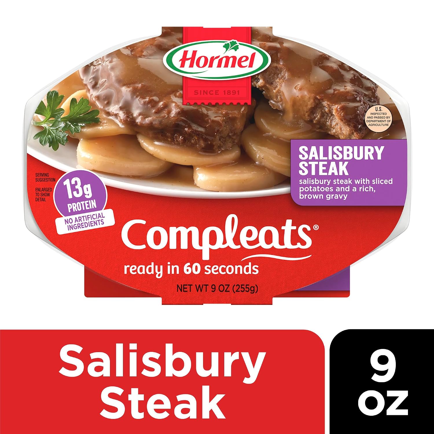 HORMEL COMPLEATS Tender Beef With Mashed Potatoes & Gravy Microwave Tray, 9 oz. (6 Pack) | Heat and Eat, Microwave Meals, Prepared Foods