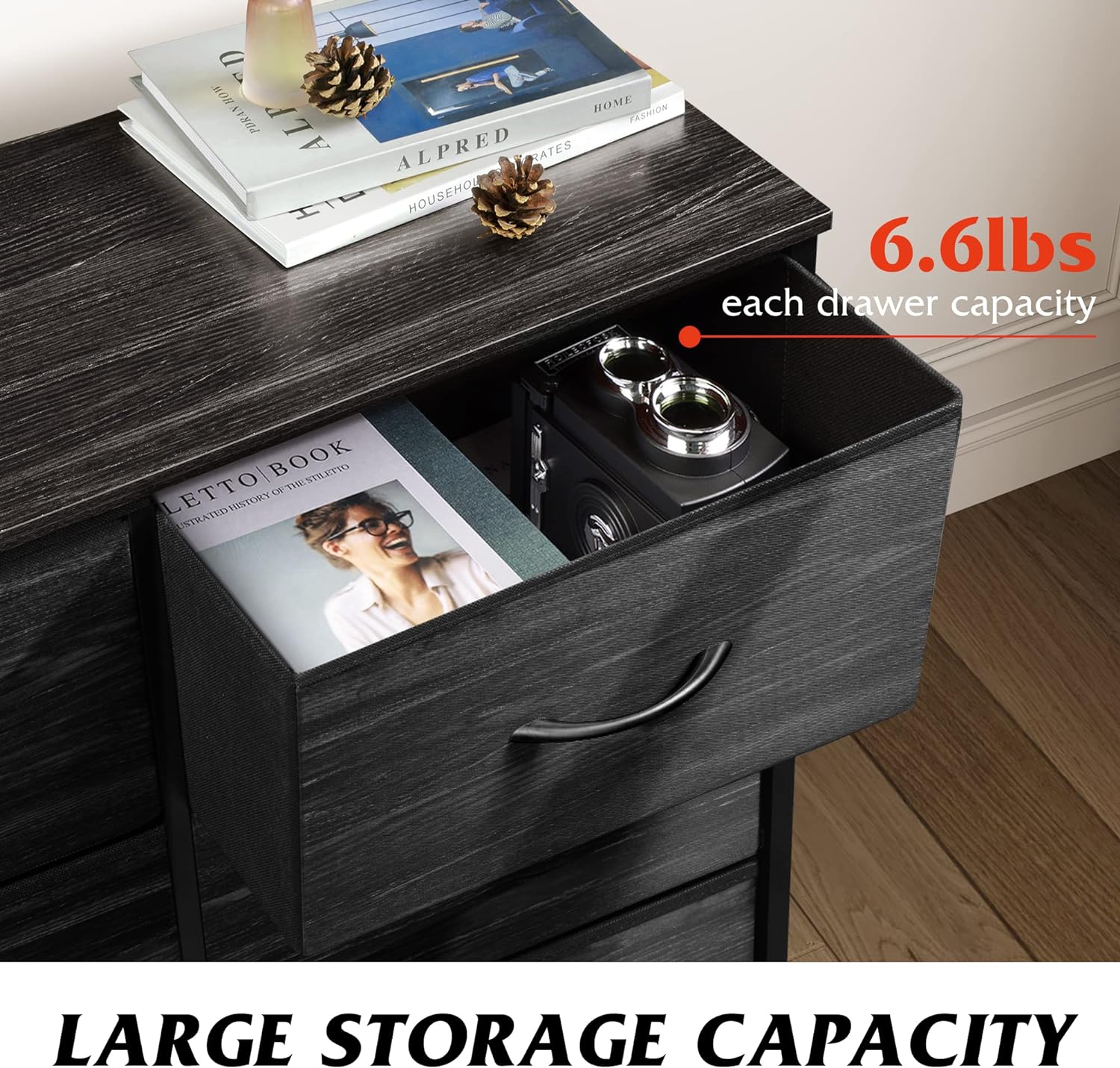 WLIVE Dresser for Bedroom with 6 Drawers, Light Grey