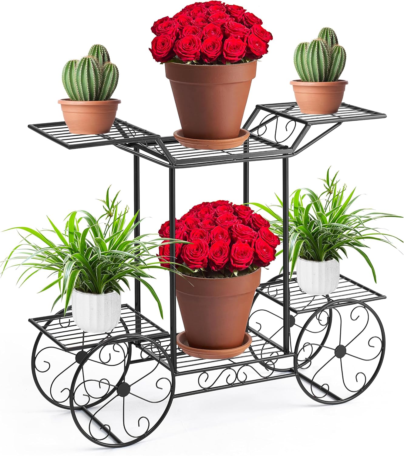 Sorbus® Garden Cart Stand & Flower Pot Plant Holder Display Rack, 6 Tiers, Parisian Style - Perfect for Home, Garden, Patio (Bronze)