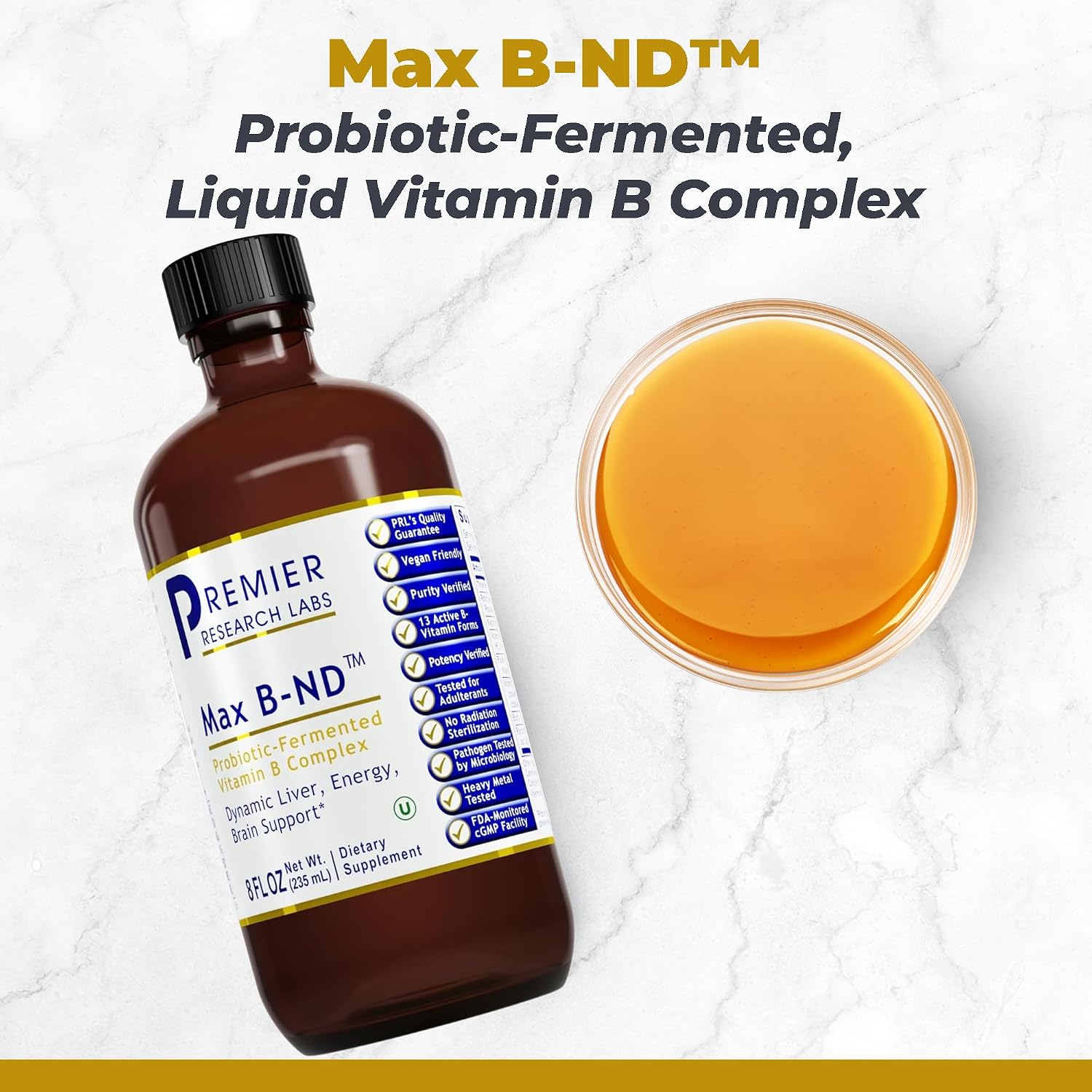 Premier Research Labs Max B-ND Liquid Vitamin - B-Complex for Liver & Brain Health, Liquid Drops for Energy, Immune & Adrenal Support for Men & Women