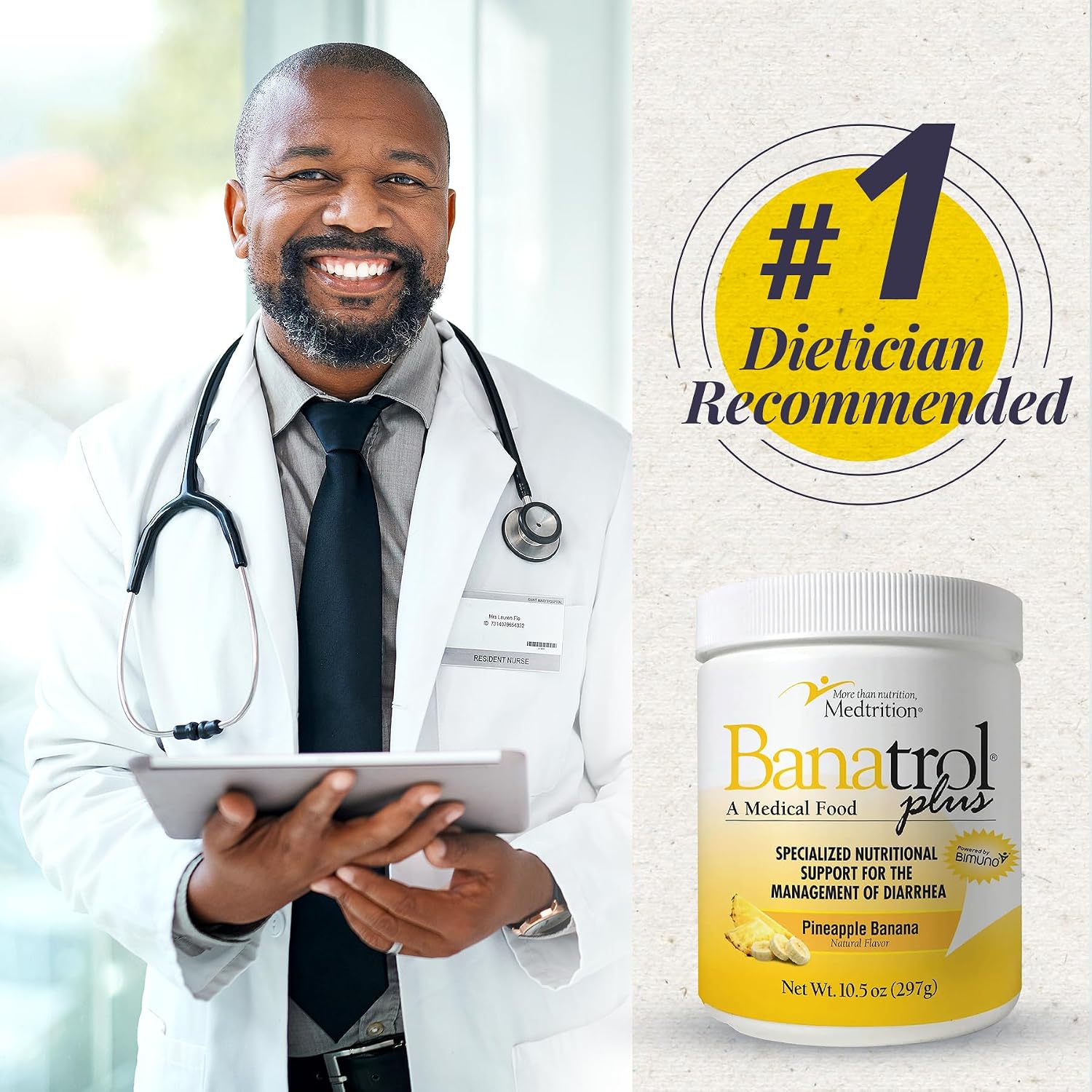 Medtrition Banatrol® Natural Anti-Diarrheal with Prebiotics, Relief from Chronic Diarrhea, IBS, Recurring Diarrhea, Clinically Supported Medical Food, Non-Constipating, 75 Servings (Pineapple)