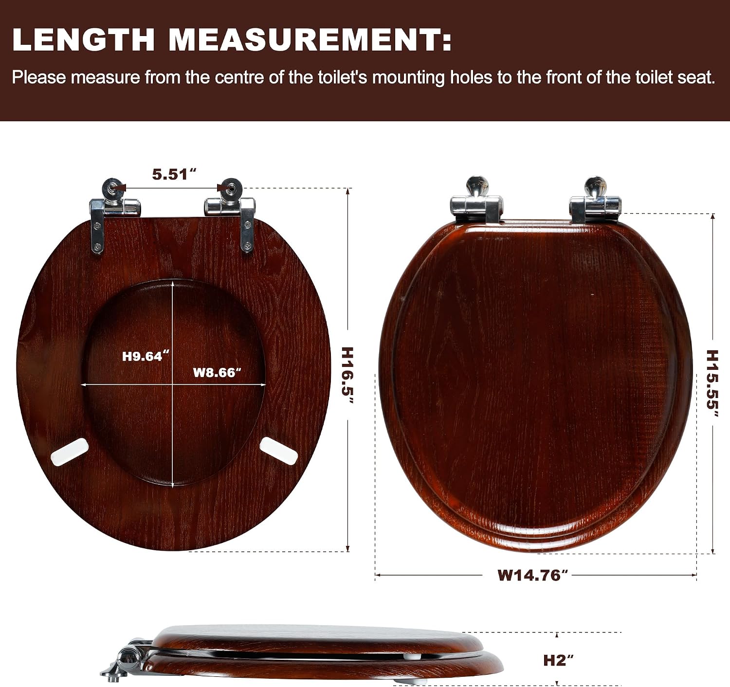 Angel Shield Marble Toilet Seat Durable Molded Wood with Quiet Close,Easy Clean，Quick-Release Hinges (Elongated,Black Marble)